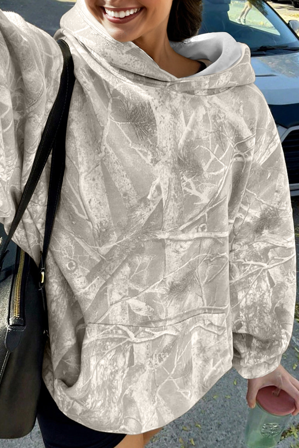 Beige Camouflage Woodland Print Oversized Sporty Hoodie-Tops / Dresses-[Adult]-[Female]-2022 Online Blue Zone Planet