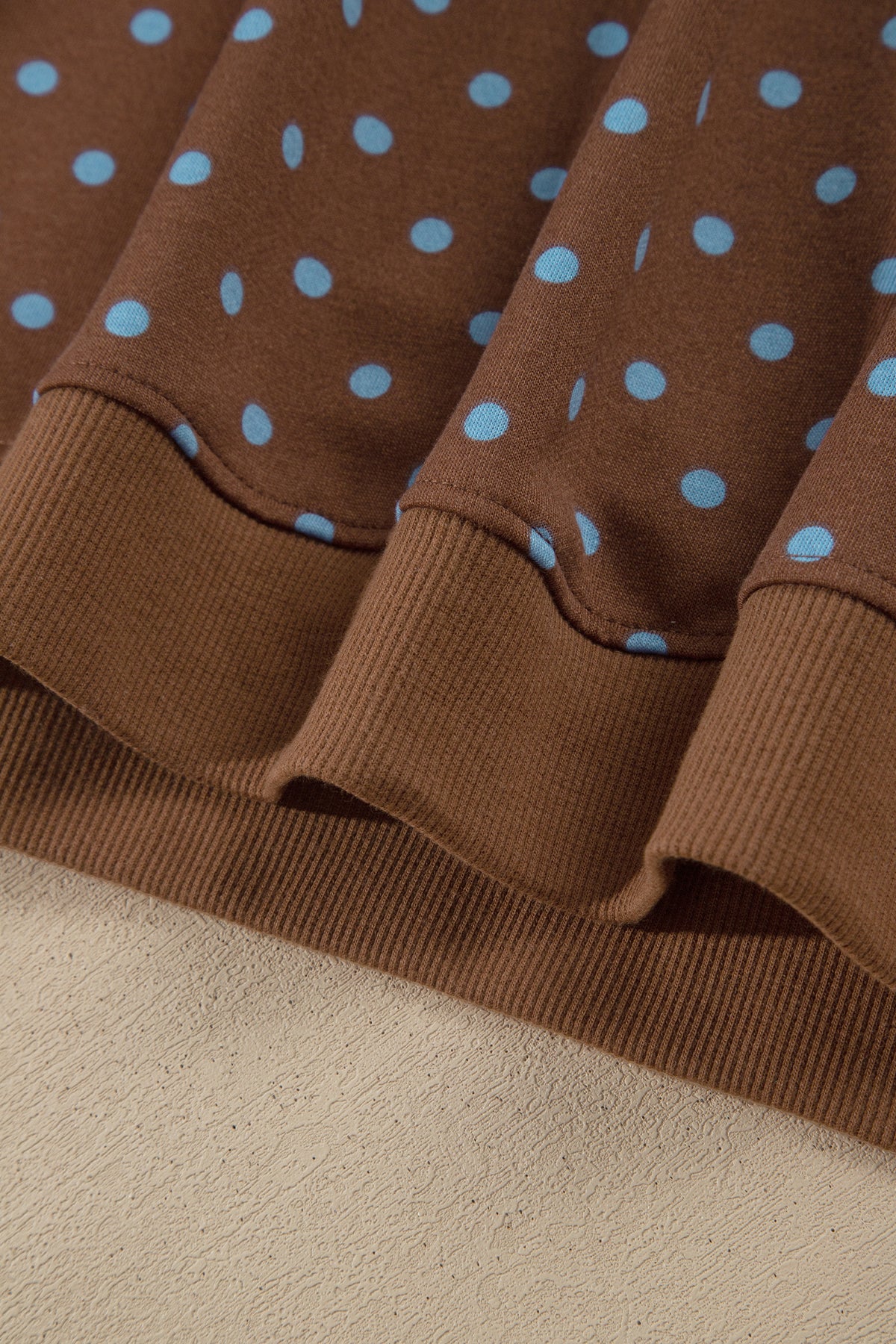 Brown Polka Dot Round Neck Long Sleeve Plus Size Set-Plus Size/Plus Size Loungewear-[Adult]-[Female]-2022 Online Blue Zone Planet