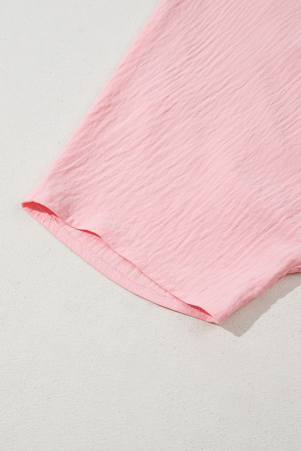 Pink Textured Half Sleeve V Neck Plus Size T Shirt With Chest Pocket-Plus Size/Plus Size Tops/Plus Size Tops & Tees-[Adult]-[Female]-2022 Online Blue Zone Planet