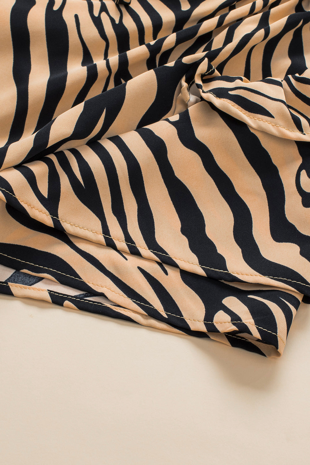 Blue Zone Planet |  Brown Zebra Print Ruffled Tiered Dress Blue Zone Planet