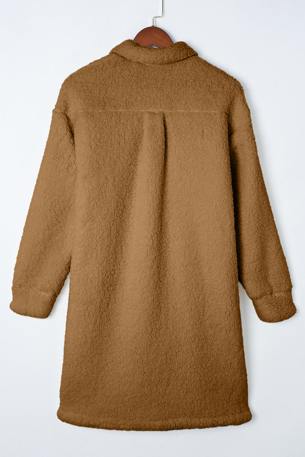 Khaki Contrast Flap Pocket Single Breasted Teddy Coat-Coats-[Adult]-[Female]-2022 Online Blue Zone Planet