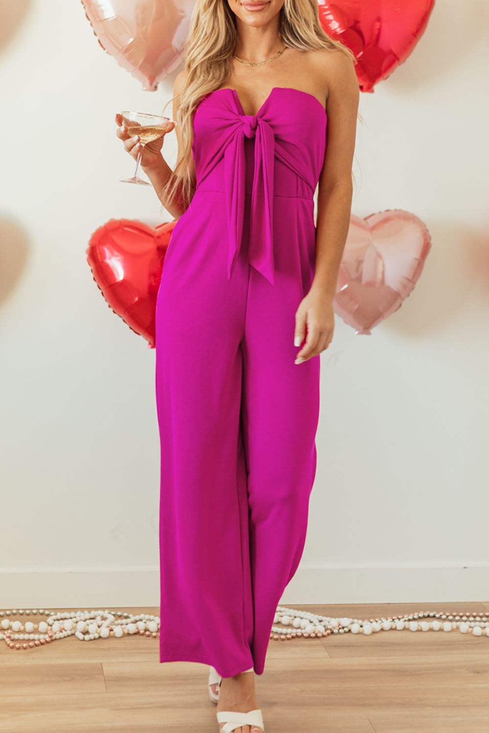 Tied Tube Wide Leg Jumpsuit-TOPS / DRESSES-[Adult]-[Female]-Hot Pink-S-2022 Online Blue Zone Planet