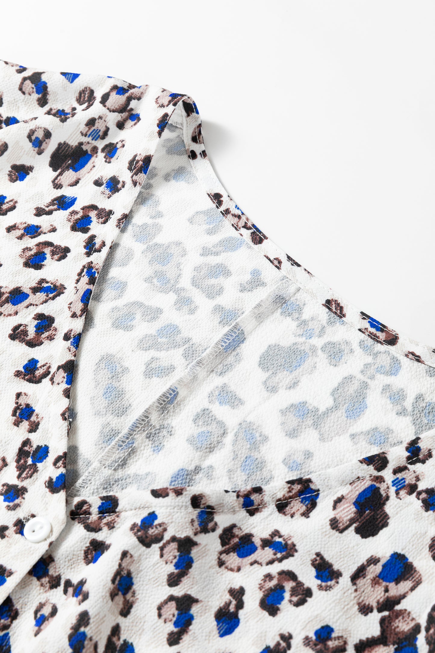 Multicolour Leopard Print V Neck Button Detail Long Sleeve Mini Dress-TOPS / DRESSES-[Adult]-[Female]-2022 Online Blue Zone Planet