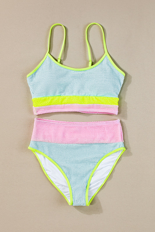 Grapefruit Orange Color Block High Waisted Sexy Bikini Set-Swimwear/High Waisted Swimsuit-[Adult]-[Female]-2022 Online Blue Zone Planet