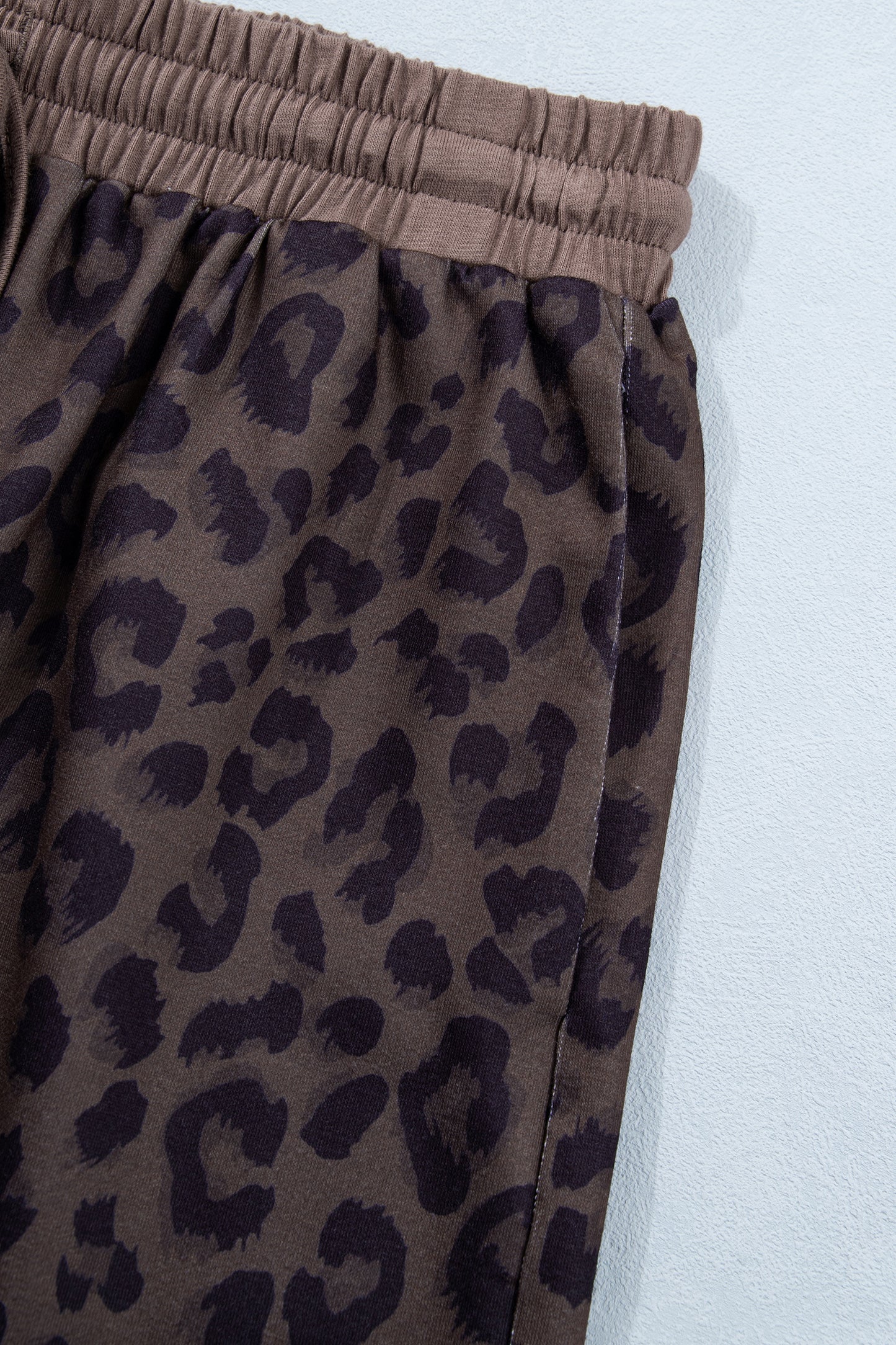 Brown V Neck Collar Leopard Printed 2pcs Short Set-Two Piece Sets/Short Sets-[Adult]-[Female]-2022 Online Blue Zone Planet