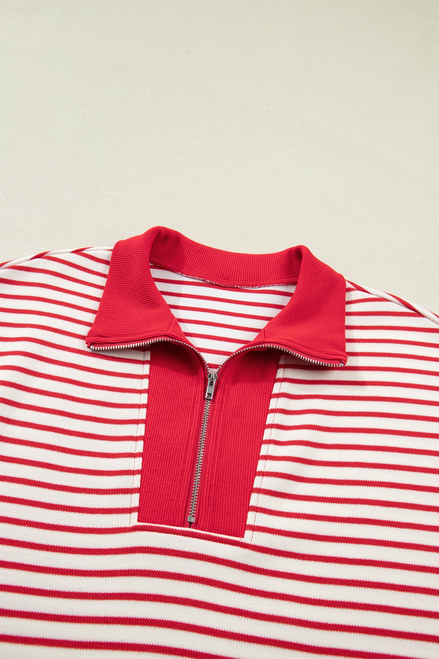 Red Stripe Quarter Zip Polo Collar T Shirt Dress with Pockets-TOPS / DRESSES-[Adult]-[Female]-2022 Online Blue Zone Planet