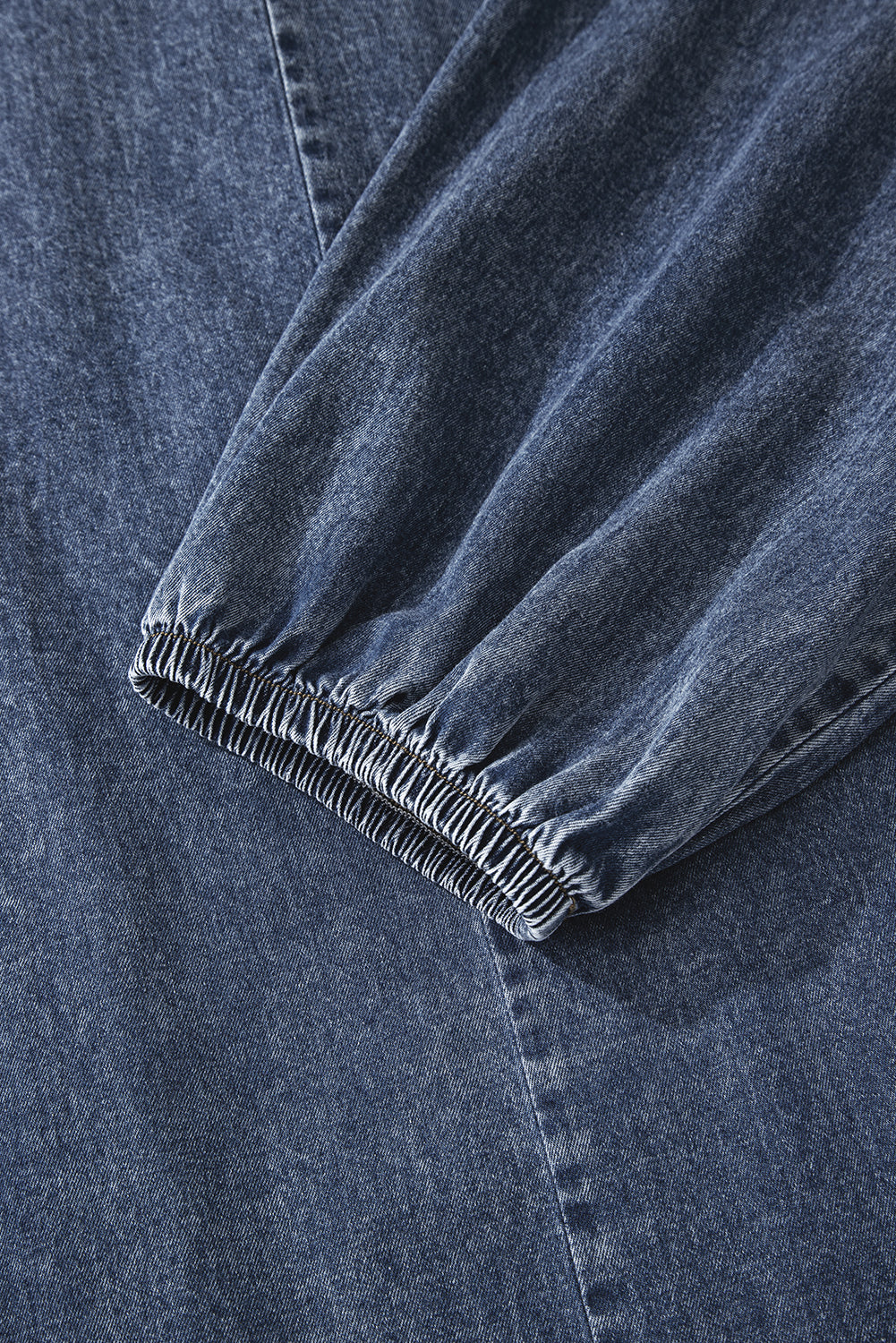 Sail Blue 3/4 Sleeve Tied V Neck Pleated Denim Mini Dress-TOPS / DRESSES-[Adult]-[Female]-2022 Online Blue Zone Planet