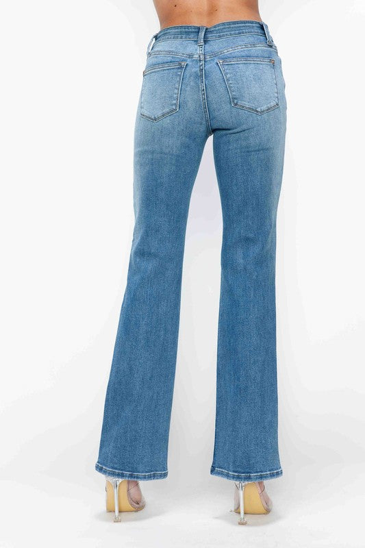 Blue Zone Planet | bytos Full Size Cat's Whiskers Mid Rise Bootcut Jeans-BOTTOMS SIZES SMALL MEDIUM LARGE-[Adult]-[Female]-2022 Online Blue Zone Planet