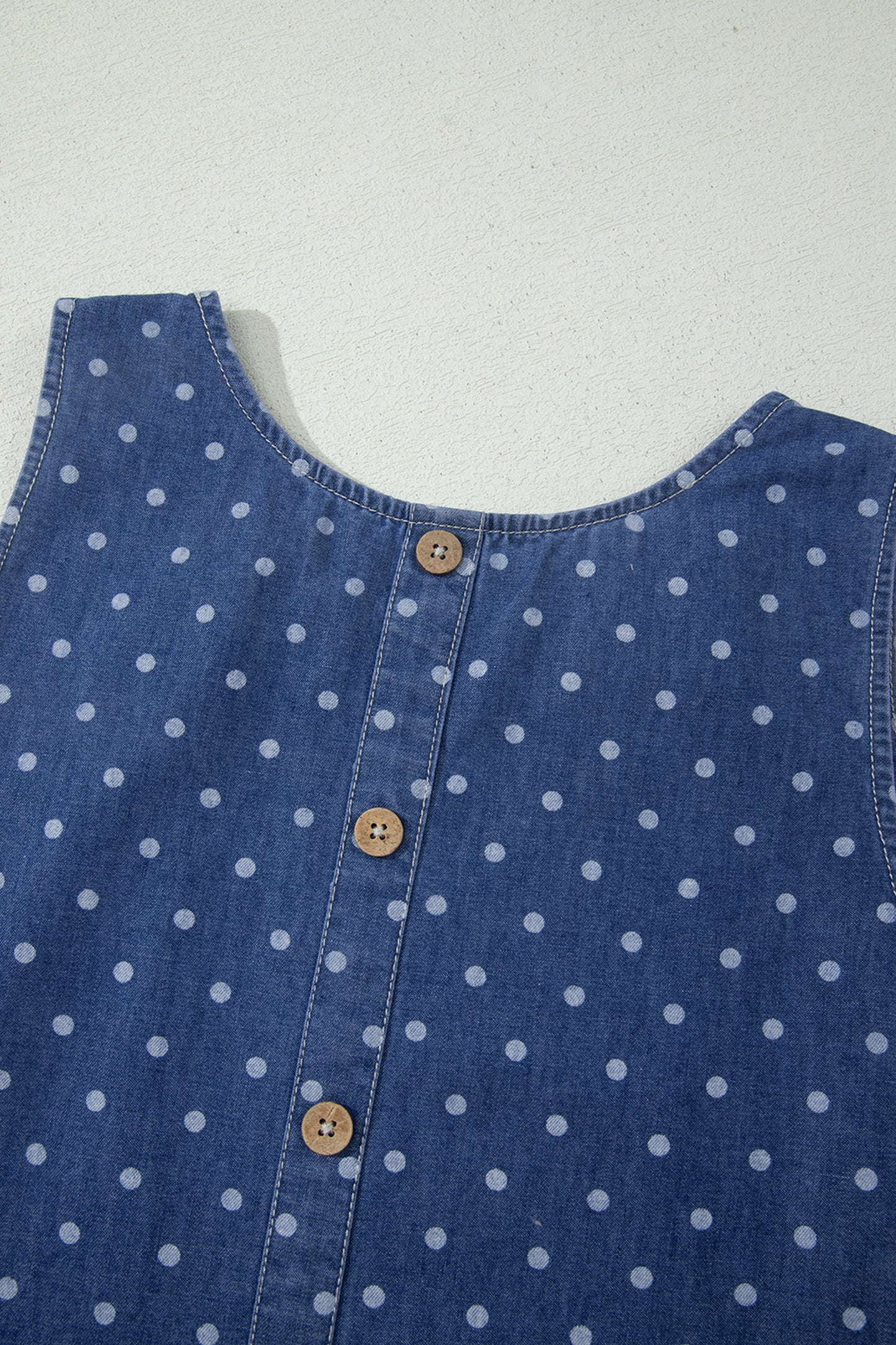 Blue Polka Dot Ruffle Hem Sleeveless Shift Dress Mini Vacation Wholesale-TOPS / DRESSES-[Adult]-[Female]-2022 Online Blue Zone Planet