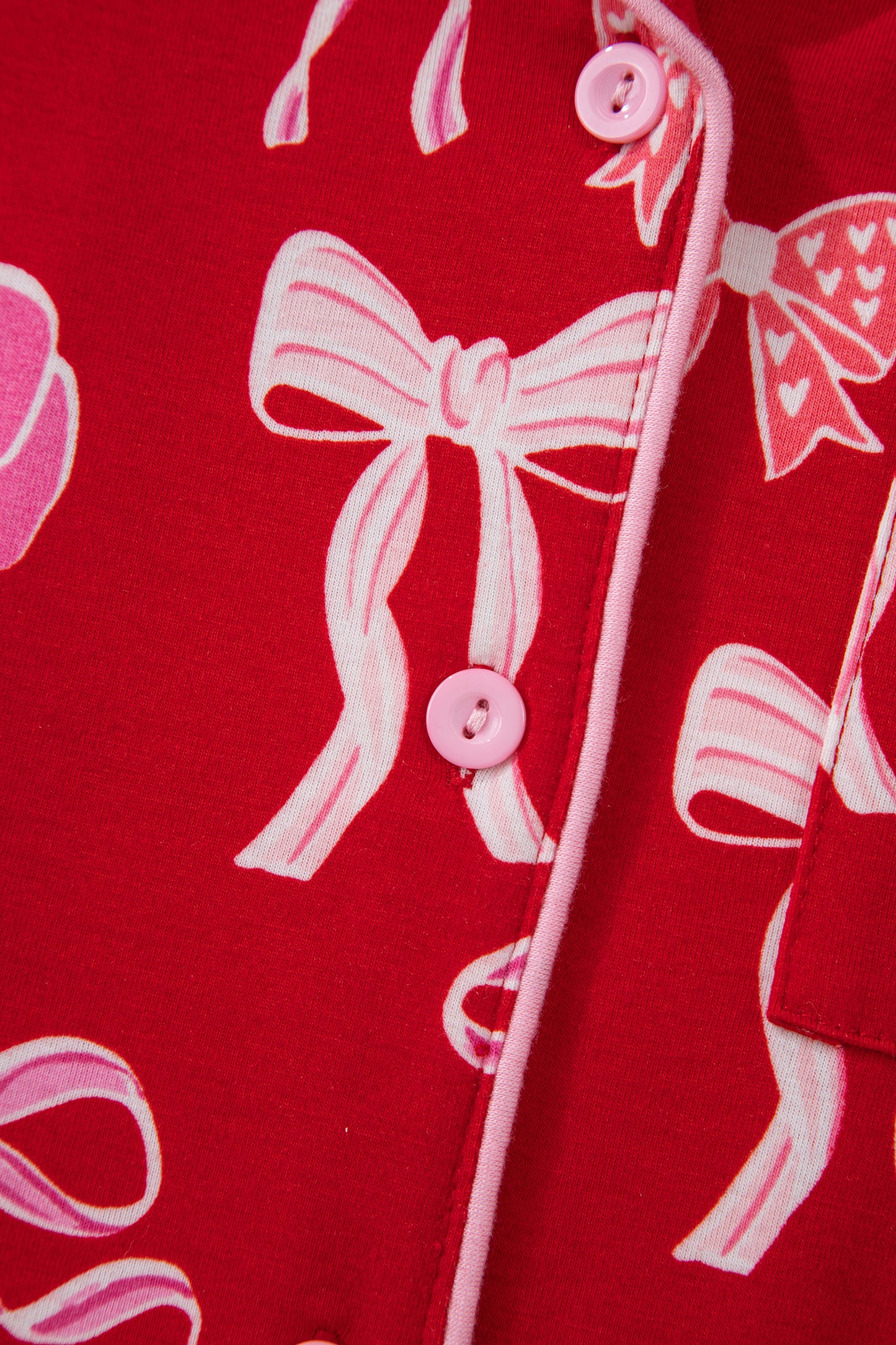 Red Sweet Bow Print Ruffled Short Sleeve Shirt Shorts 2pcs Pajama Set-Loungewear & Sleepwear/Sleepwear-[Adult]-[Female]-2022 Online Blue Zone Planet