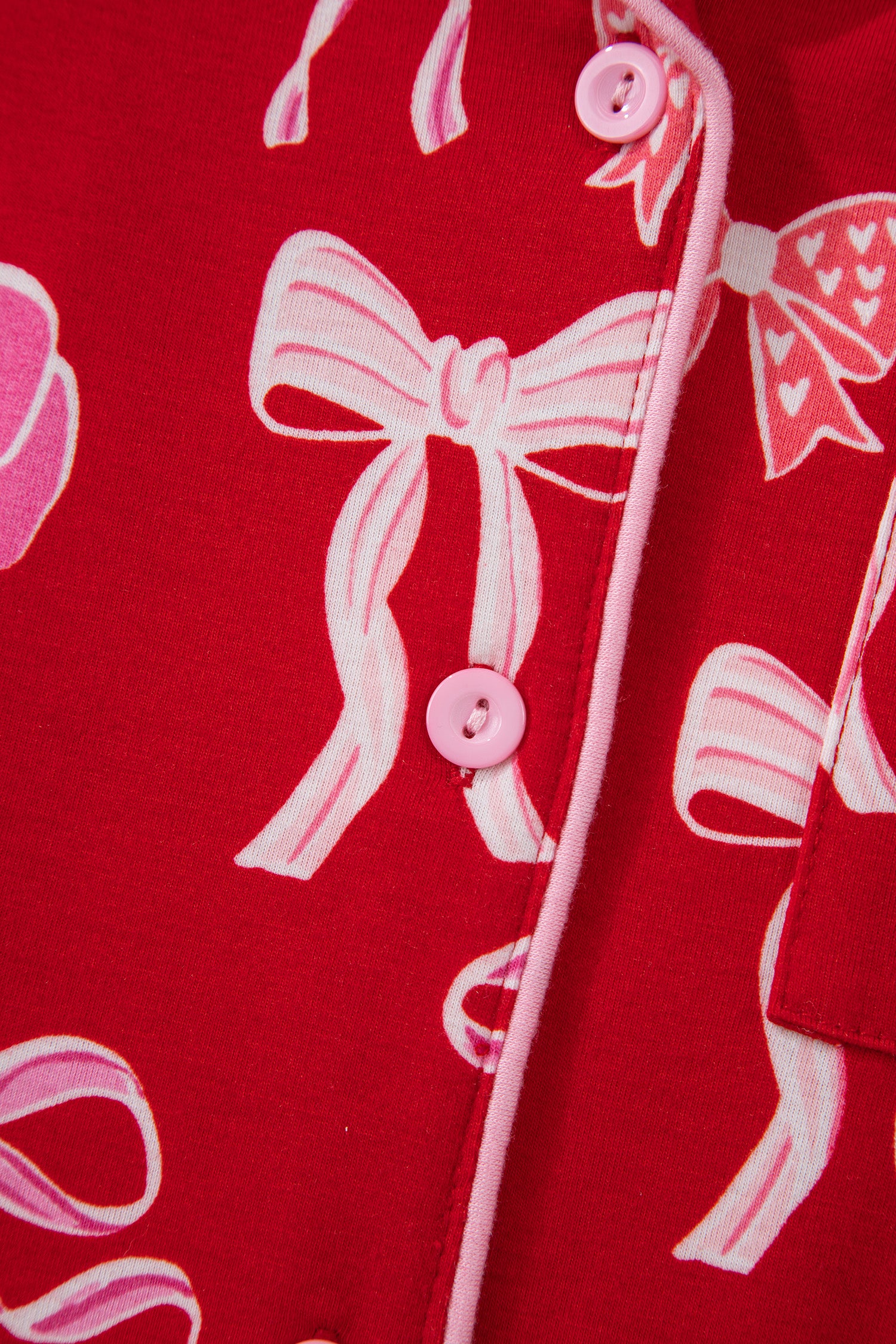 Red Sweet Bow Print Ruffled Short Sleeve Shirt Shorts 2pcs Pajama Set-Loungewear & Sleepwear/Sleepwear-[Adult]-[Female]-2022 Online Blue Zone Planet