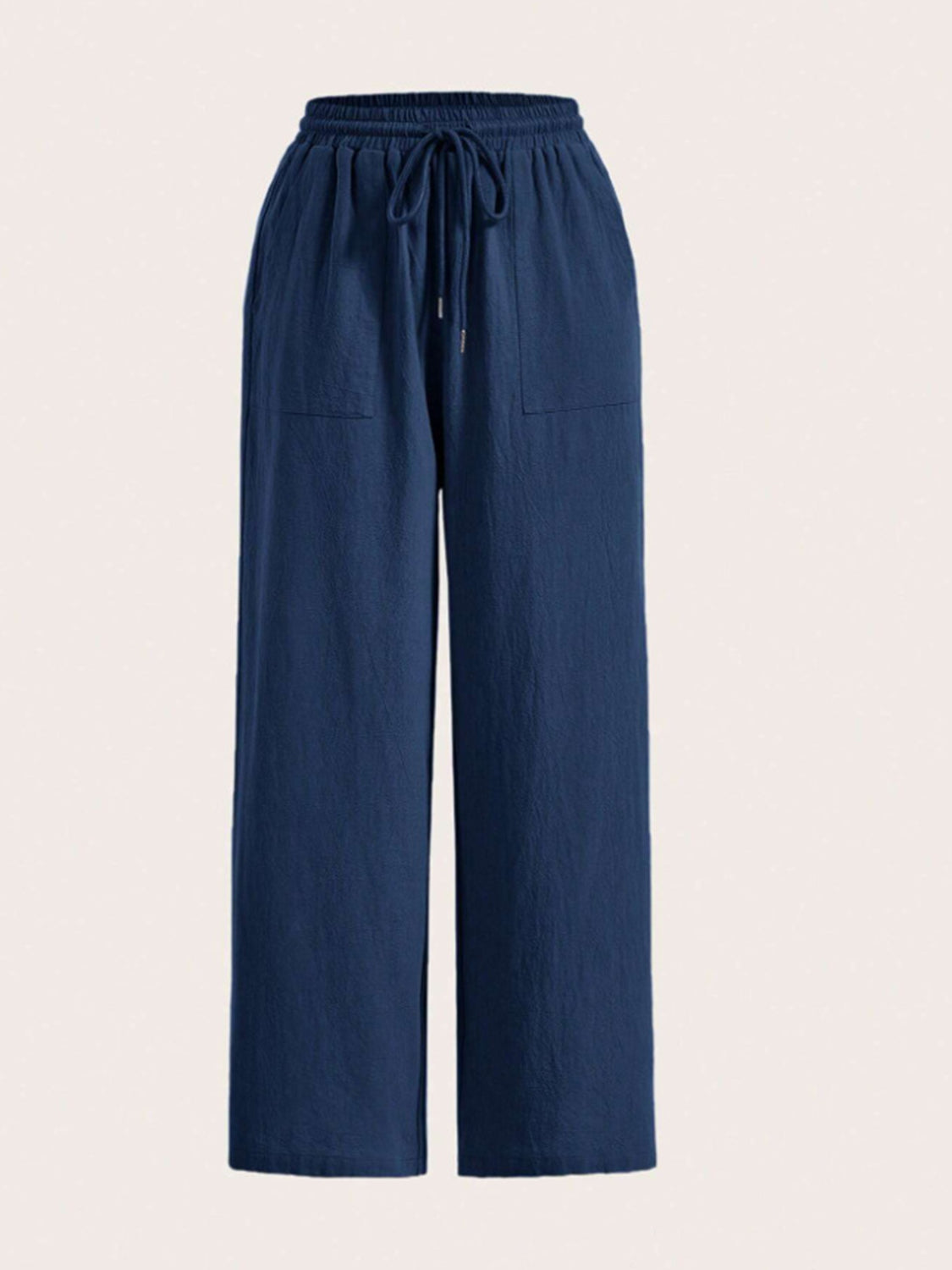 Drawstring Wide Leg Pants-BOTTOMS SIZES SMALL MEDIUM LARGE-[Adult]-[Female]-Navy-S-2022 Online Blue Zone Planet