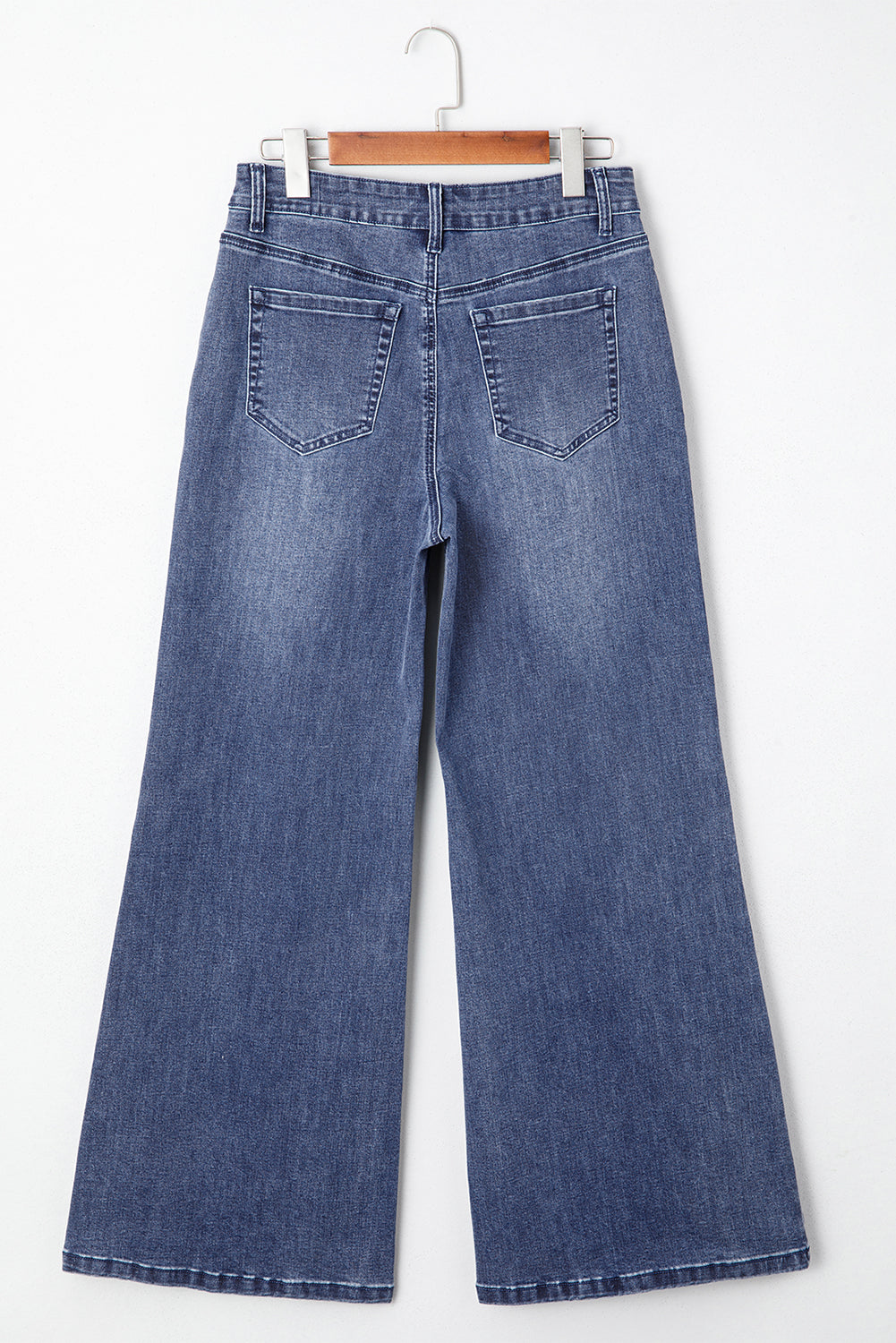 Dirty blue High Waist Button Zip Fly Bell Bottom Jeans-Bottoms/Jeans-[Adult]-[Female]-2022 Online Blue Zone Planet