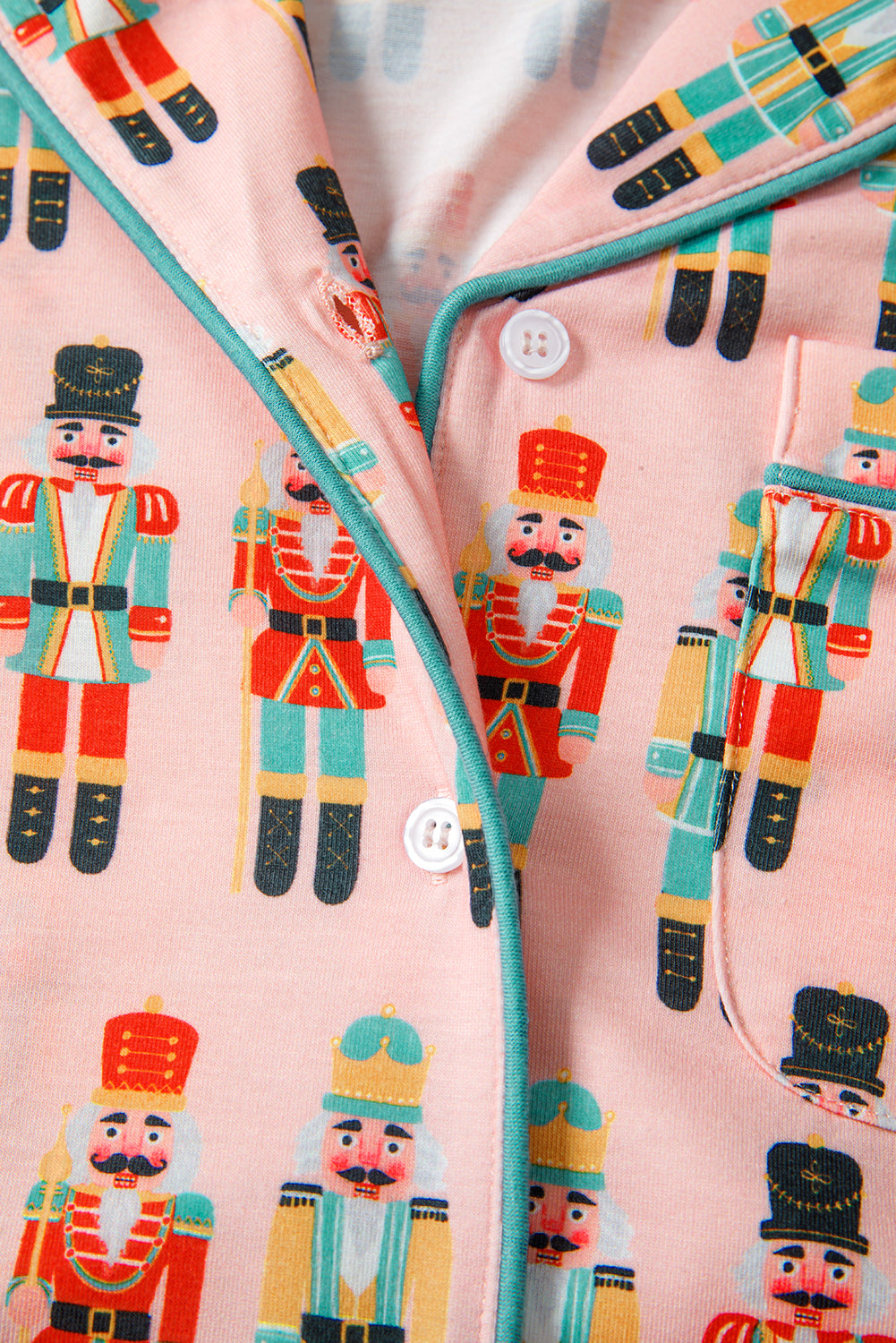 Pink Nutcracker March Long Sleeve Button Up 2pcs Pajama Short Set-Loungewear & Sleepwear/Sleepwear-[Adult]-[Female]-2022 Online Blue Zone Planet