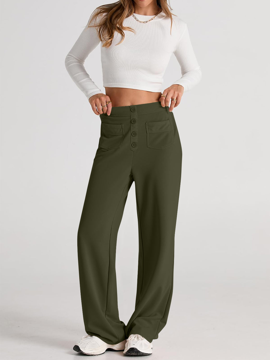 Blue Zone Planet | High Waist Wide Leg Pants-TOPS / DRESSES-[Adult]-[Female]-2022 Online Blue Zone Planet