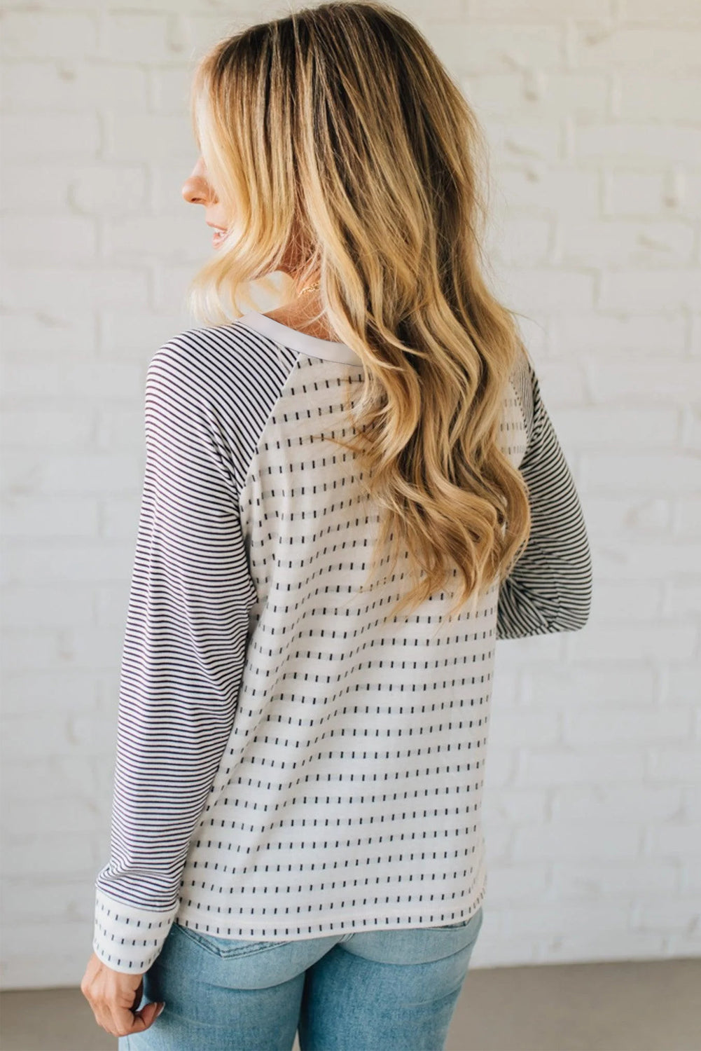 Black Stripe Raglan Patchwork Long Sleeve Tee-Tops/Long Sleeve Tops-[Adult]-[Female]-2022 Online Blue Zone Planet