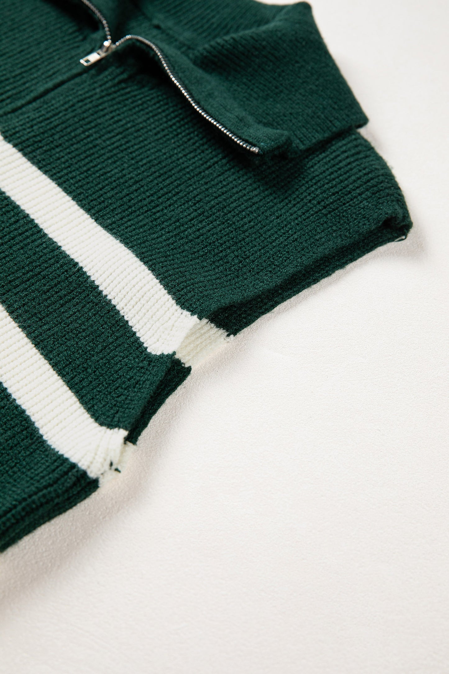 Blackish Green Ribbed Half Zip Collared Sweater Vest-Sweaters & Cardigans/Sweater Vests-[Adult]-[Female]-2022 Online Blue Zone Planet