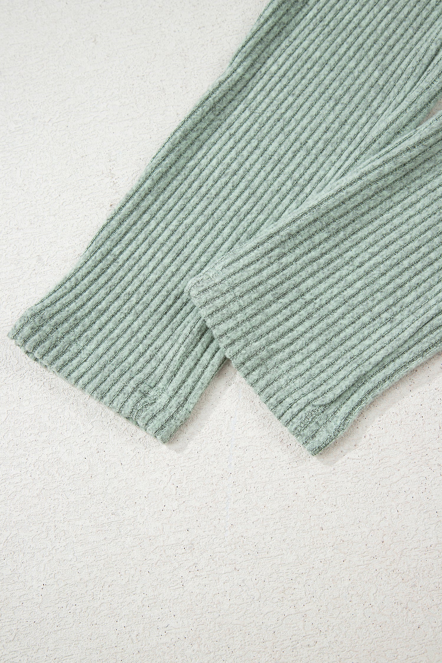 Grass Green Ribbed Notched Neck Knit Long Sleeve Leggings Two Pieces Lounge Set-Loungewear & Sleepwear/Loungewear-[Adult]-[Female]-2022 Online Blue Zone Planet