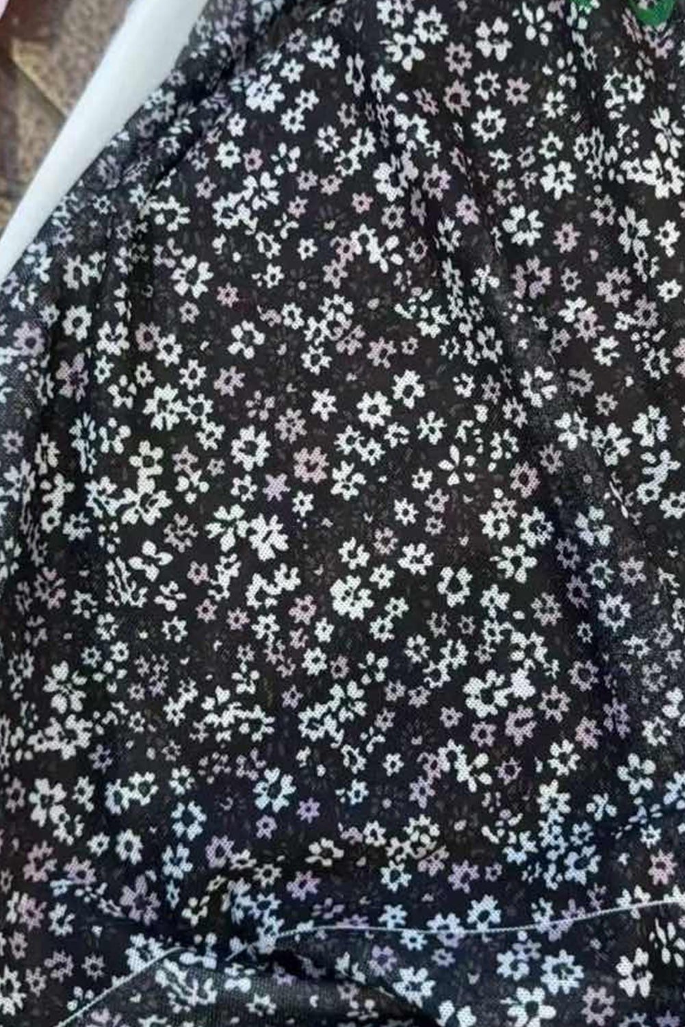 Black Ditsy Floral Mesh Thumbhole Sleeve Slim Fit Top-Tops/Long Sleeve Tops-[Adult]-[Female]-2022 Online Blue Zone Planet