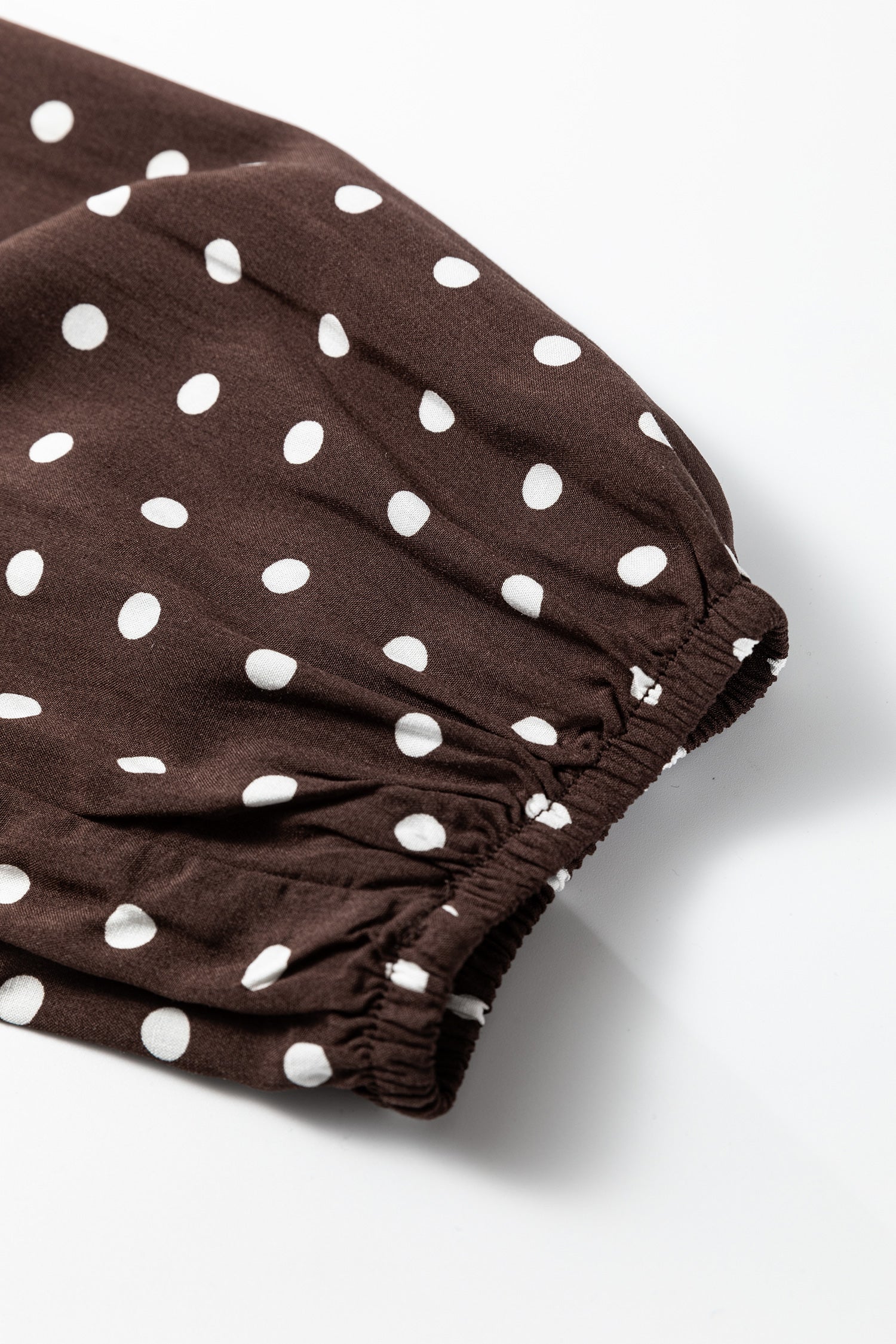 Chicory Coffee Polka Dot Long Sleeve Wrap V Neck Ruffle Hem Mini Dress-TOPS / DRESSES-[Adult]-[Female]-2022 Online Blue Zone Planet