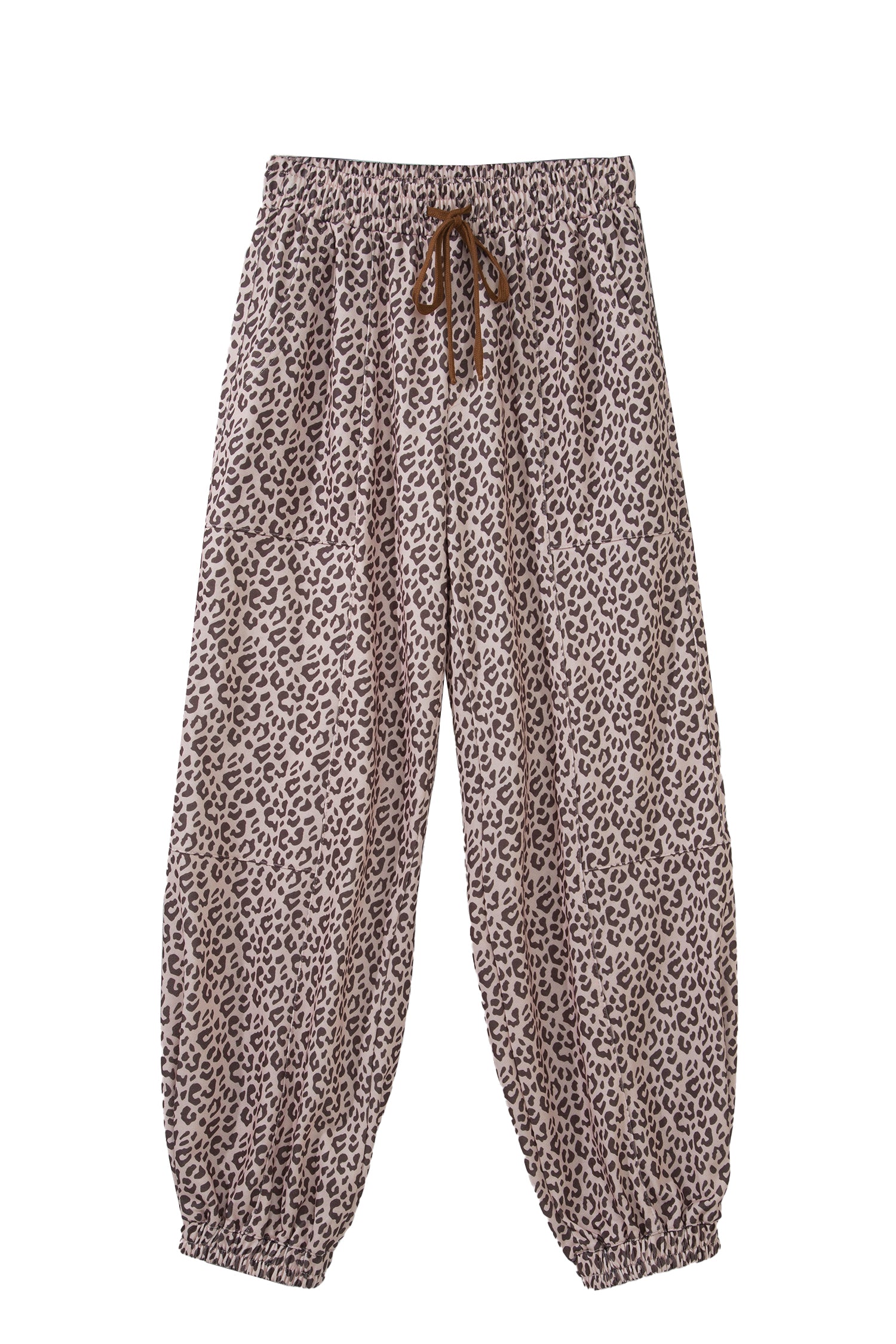 Khaki Leopard Print Elastic Waist Ankle Length Pants-Bottoms/Pants & Culotte-[Adult]-[Female]-2022 Online Blue Zone Planet