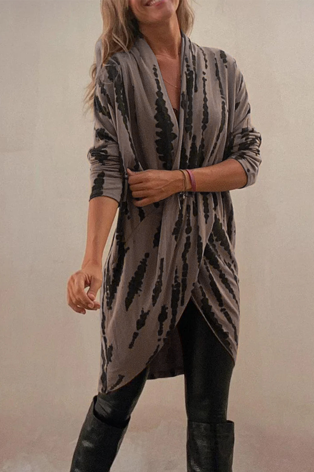 Blue Zone Planet | Full Size Contrast Long Sleeve Longline Top-TOPS / DRESSES-[Adult]-[Female]-2022 Online Blue Zone Planet