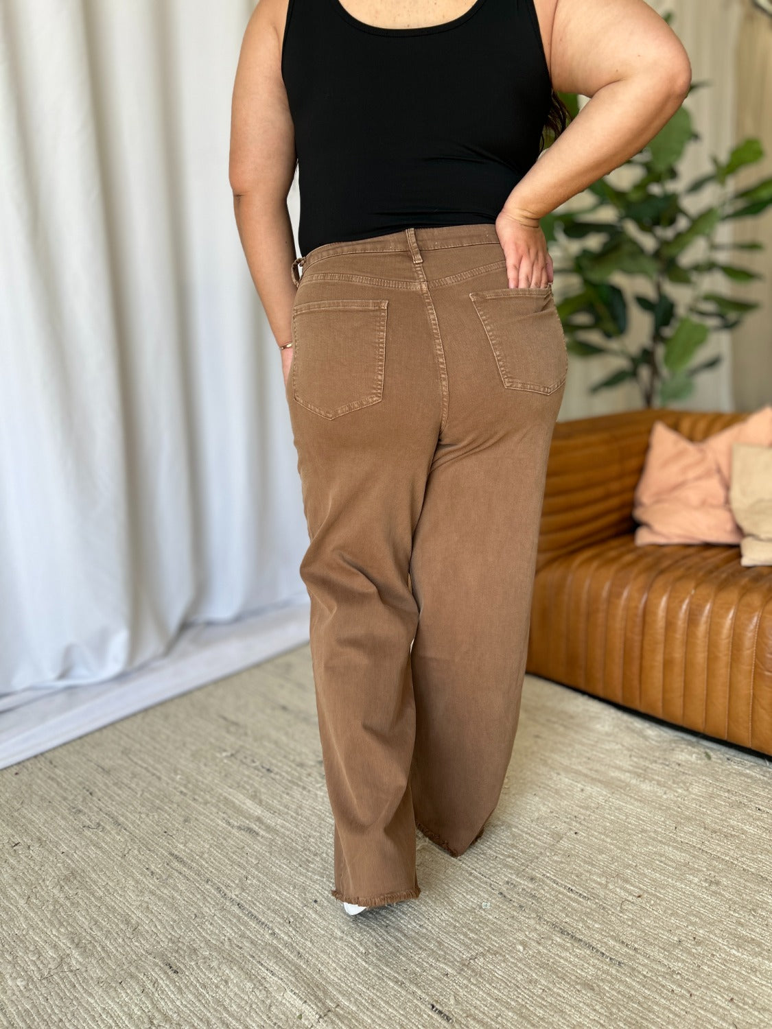 RFM Full Size High Rise Garment Dye Wide Leg Jeans-BOTTOMS SIZES SMALL MEDIUM LARGE-[Adult]-[Female]-2022 Online Blue Zone Planet