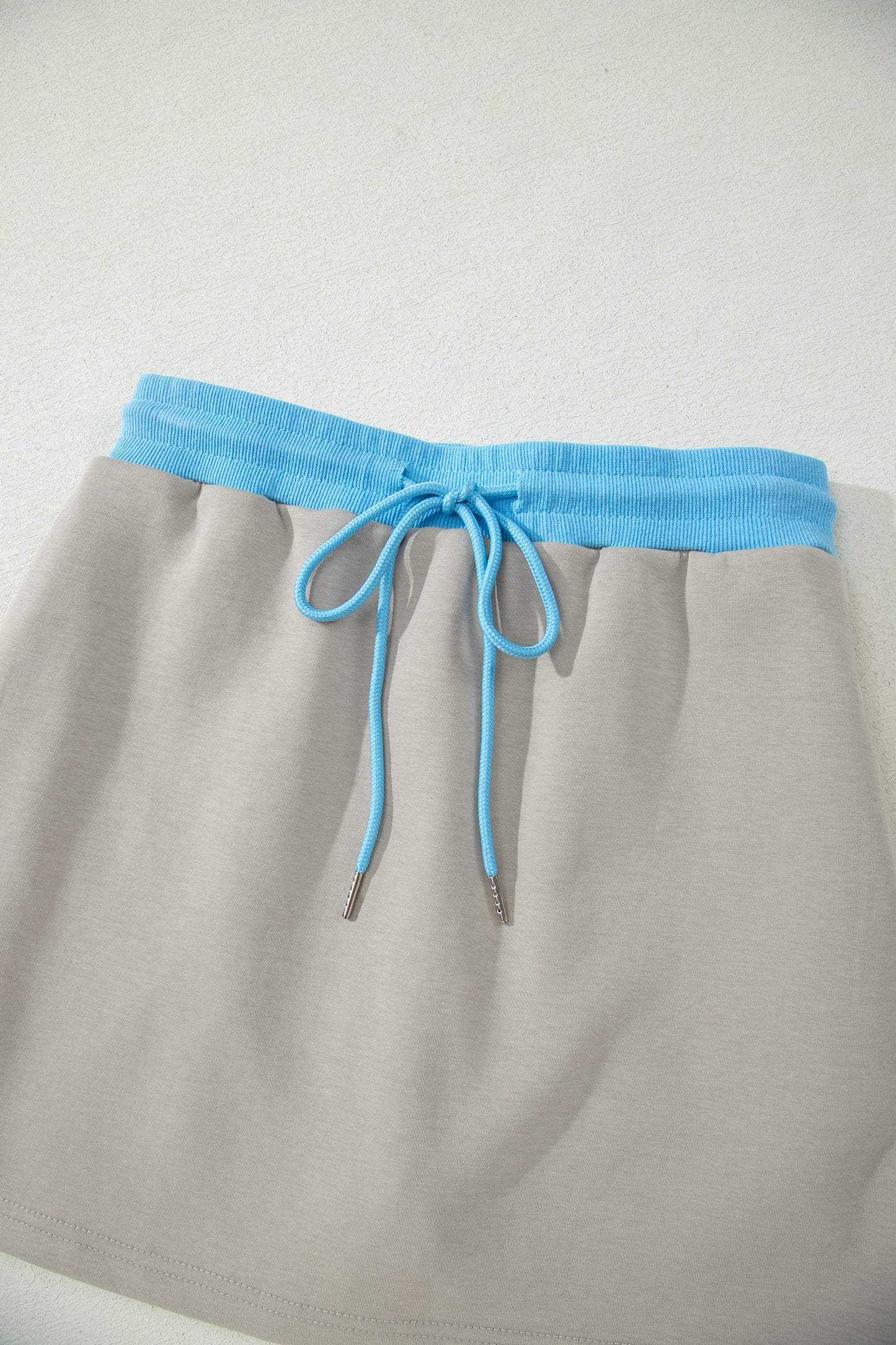 Smoke Green Contrast Trim Zip Up Sporty Jacket Drawstring Mini Skort 2pcs Set-Tops / Dresses-[Adult]-[Female]-2022 Online Blue Zone Planet