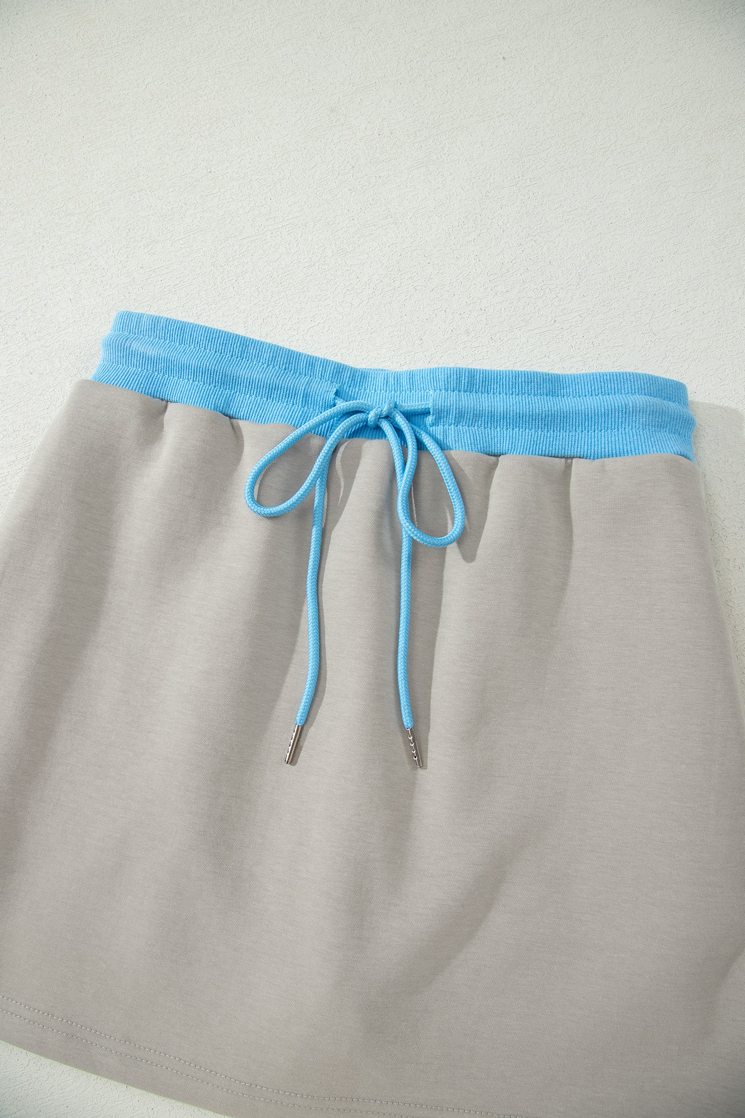 Smoke Green Contrast Trim Zip Up Sporty Jacket Drawstring Mini Skort 2pcs Set-Tops / Dresses-[Adult]-[Female]-2022 Online Blue Zone Planet