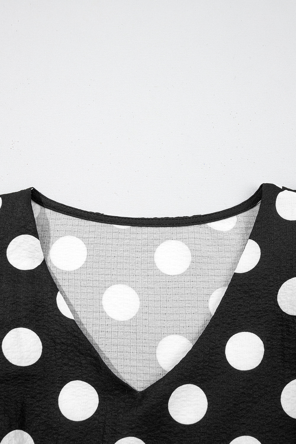 Black Polka Dot Print Ruffled Sleeve V Neck Blouse-Tops/Blouses & Shirts-[Adult]-[Female]-2022 Online Blue Zone Planet