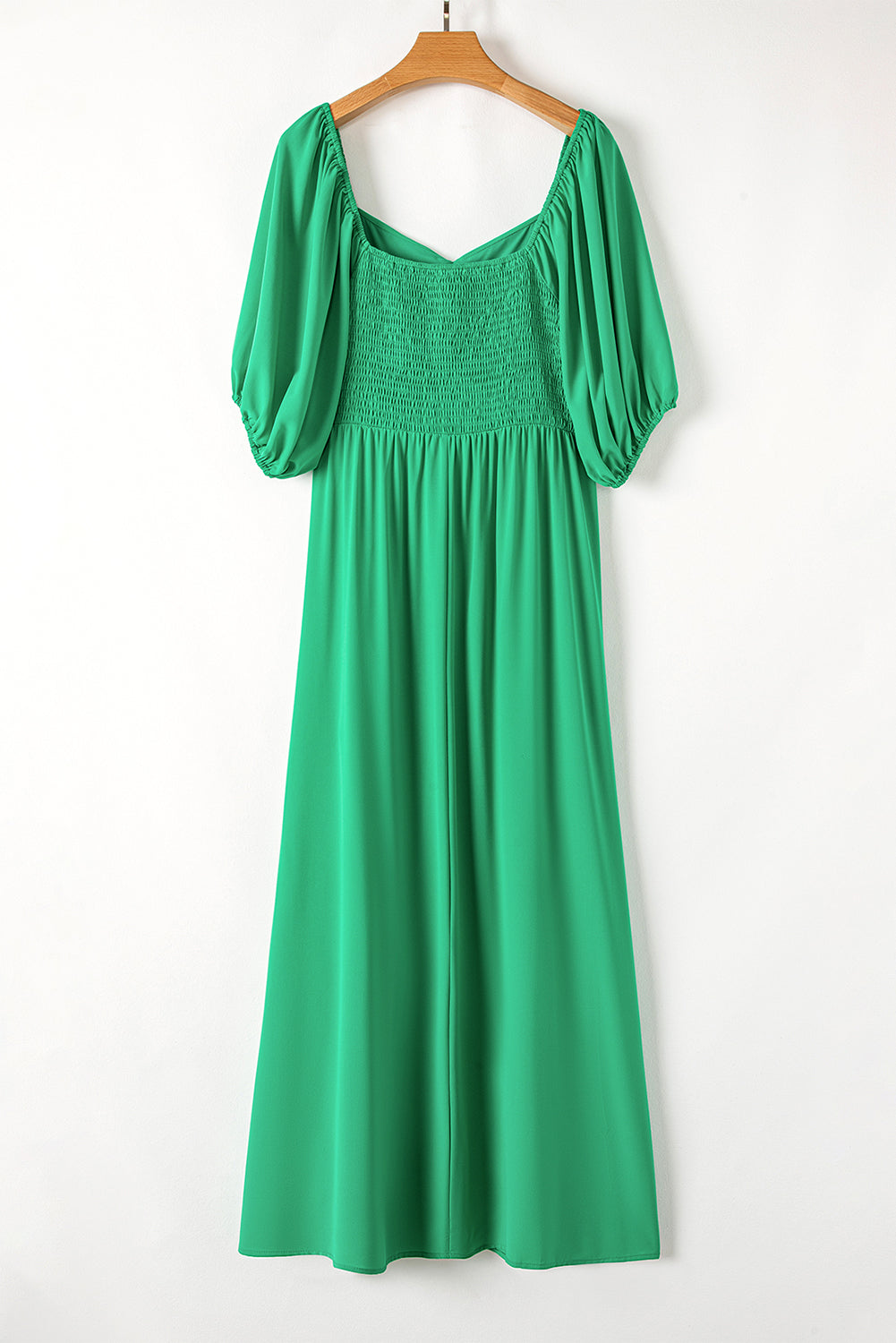 Linda's Bright Green Ruched Front Puff Sleeve Plus Size Midi Dress-TOPS / DRESSES-[Adult]-[Female]-2022 Online Blue Zone Planet