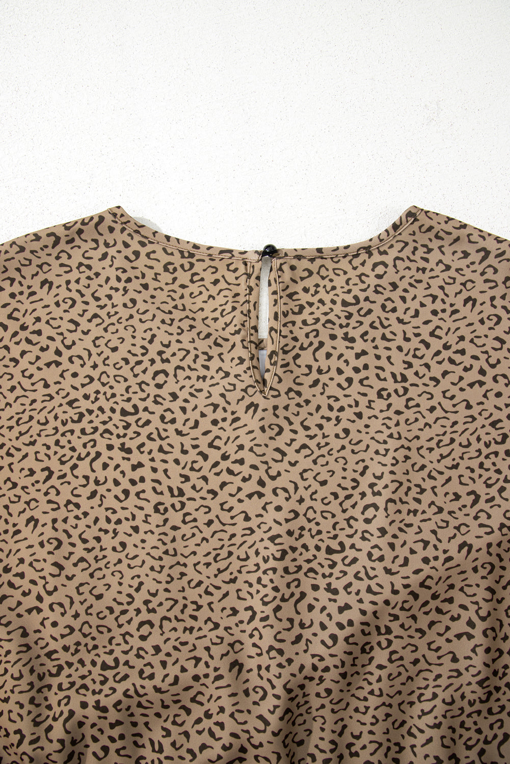 Brown Plus Size Leopard Print Frill Trim Short Sleeve Flared Dress-TOPS / DRESSES-[Adult]-[Female]-2022 Online Blue Zone Planet