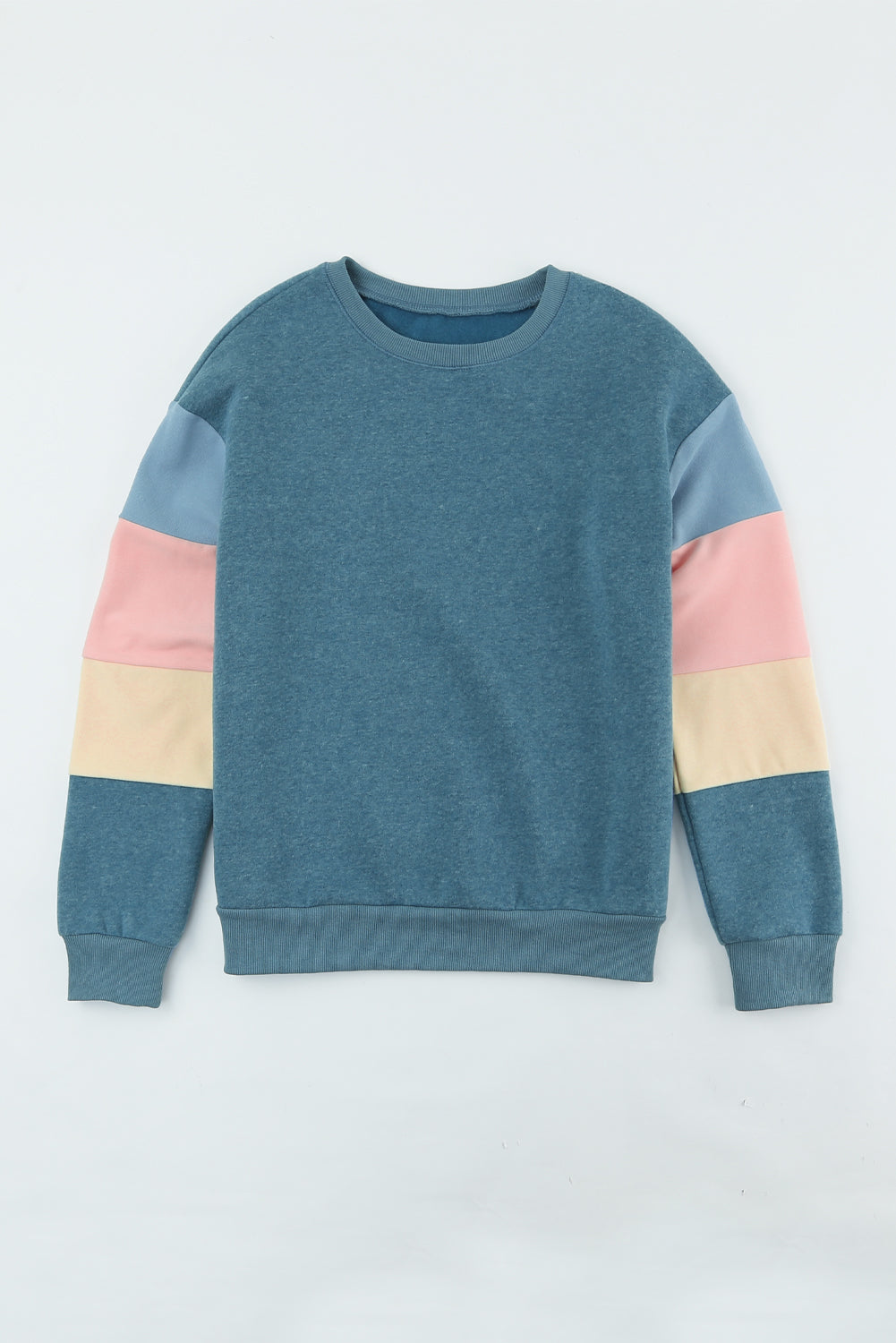 Gray Colorblock Long Sleeve Pullover Sweatshirt-Tops/Sweatshirts & Hoodies-[Adult]-[Female]-2022 Online Blue Zone Planet