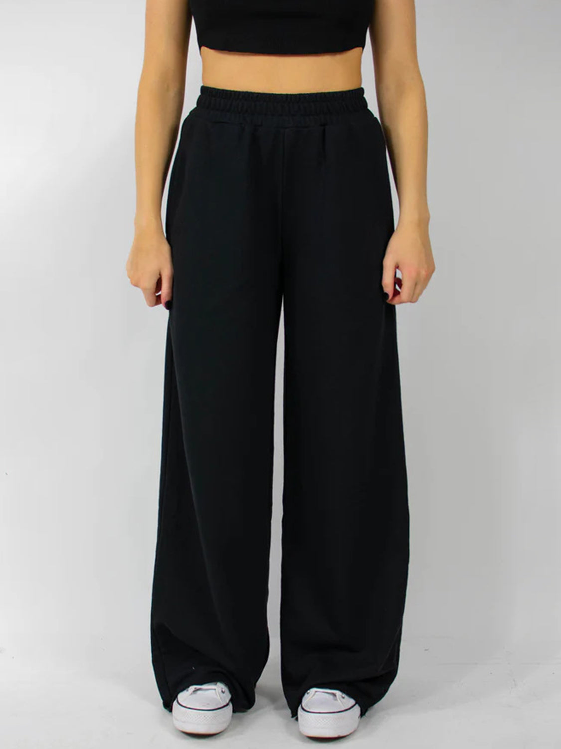 Blue Zone Planet | Elastic Waist Wide Leg Pants-BOTTOMS SIZES SMALL MEDIUM LARGE-[Adult]-[Female]-2022 Online Blue Zone Planet