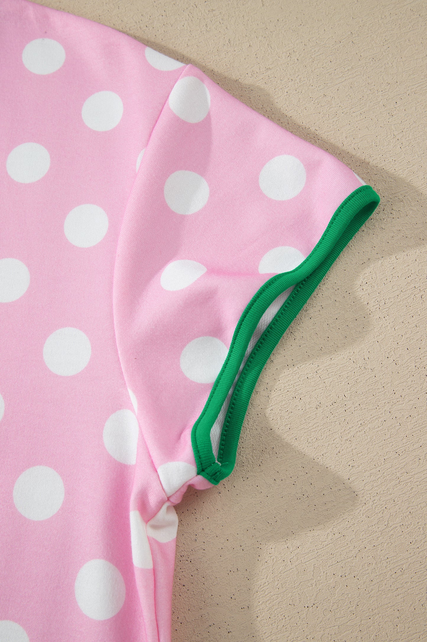 Pink Polka Dot Contrast Edge Casual Short Set-Two Piece Sets/Short Sets-[Adult]-[Female]-2022 Online Blue Zone Planet
