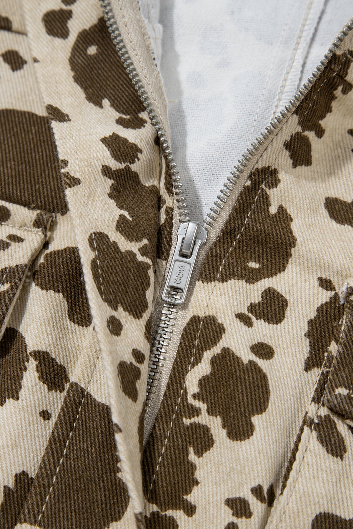 Brown Western Cow Print Cargo Pocket Denim Jacket-Outerwear/Denim jackets-[Adult]-[Female]-2022 Online Blue Zone Planet