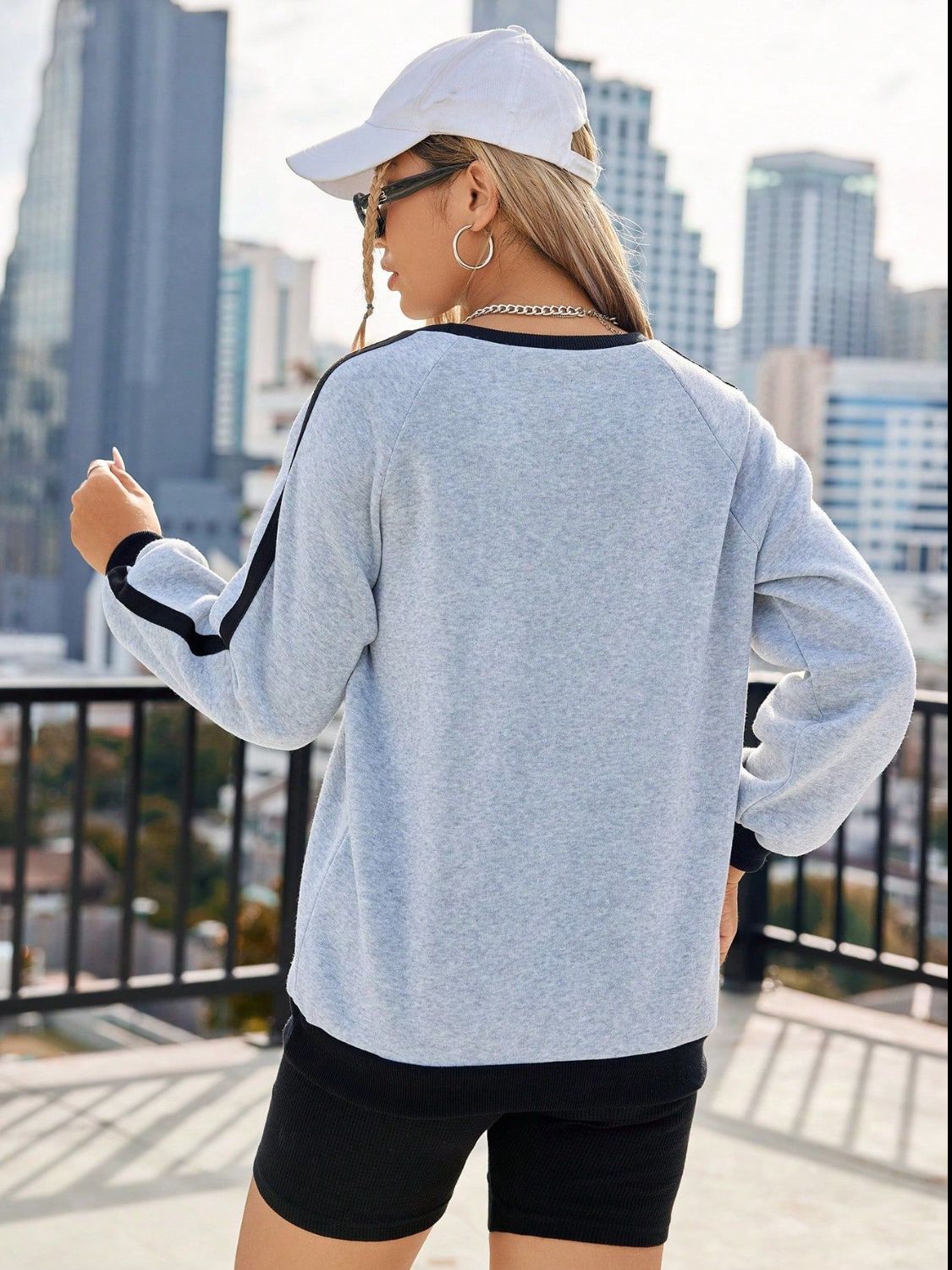 Letter Round Neck Long Sleeve Sweatshirt-TOPS / DRESSES-[Adult]-[Female]-2022 Online Blue Zone Planet