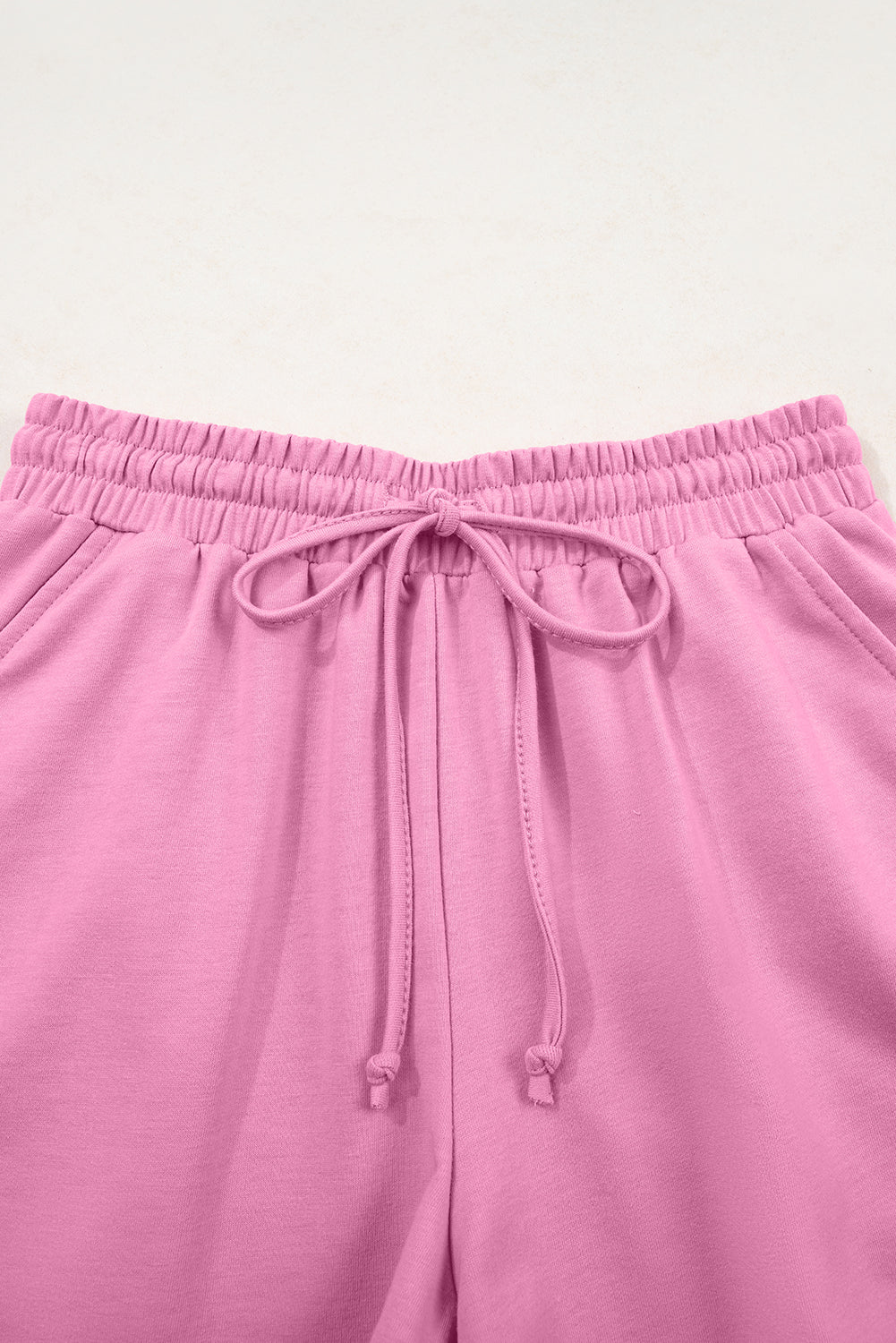 Bonbon Solid Loose V Neck Half Sleeve Tee and Shorts-Two Piece Sets/Short Sets-[Adult]-[Female]-2022 Online Blue Zone Planet