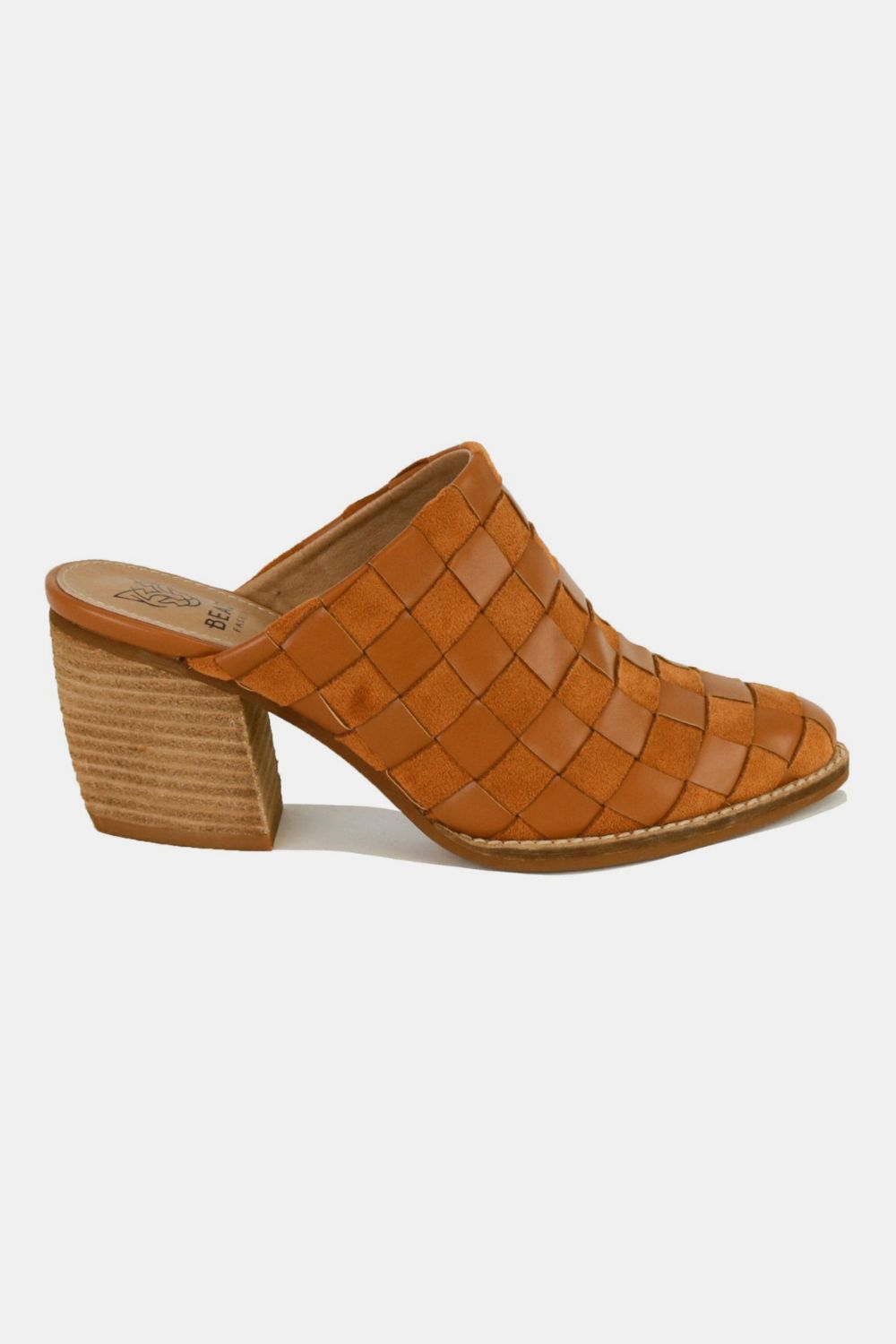 Beast Fashion Woven Checkerboard Block Heel Mule Shoes-SHOES-[Adult]-[Female]-2022 Online Blue Zone Planet