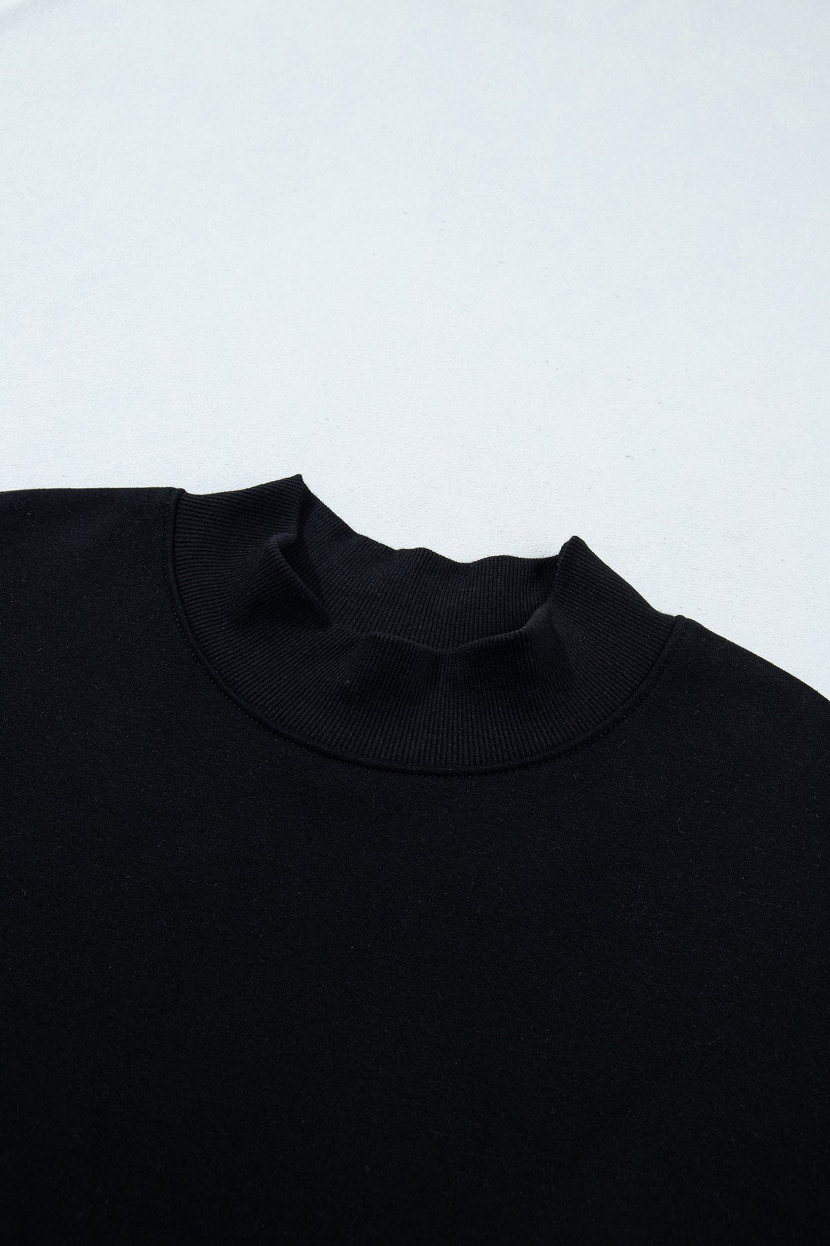 Black Solid Color Oversized Mock Neck Sweatshirt-Tops/Sweatshirts & Hoodies-[Adult]-[Female]-2022 Online Blue Zone Planet
