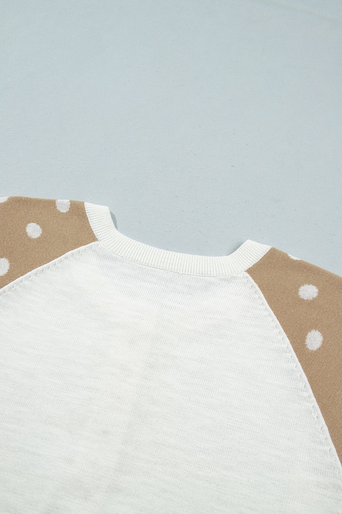 Khaki Polka Dot Contrast Long Sleeve Button V Neck Sweater-Sweaters & Cardigans/Sweaters-[Adult]-[Female]-2022 Online Blue Zone Planet