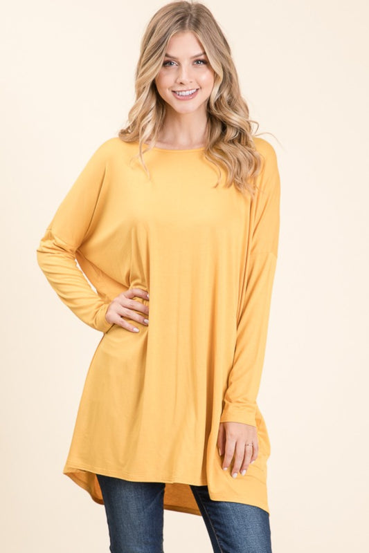 BOMBOM Round Neck Long Sleeve Oversized Top-TOPS / DRESSES-[Adult]-[Female]-Yellow-S-2022 Online Blue Zone Planet