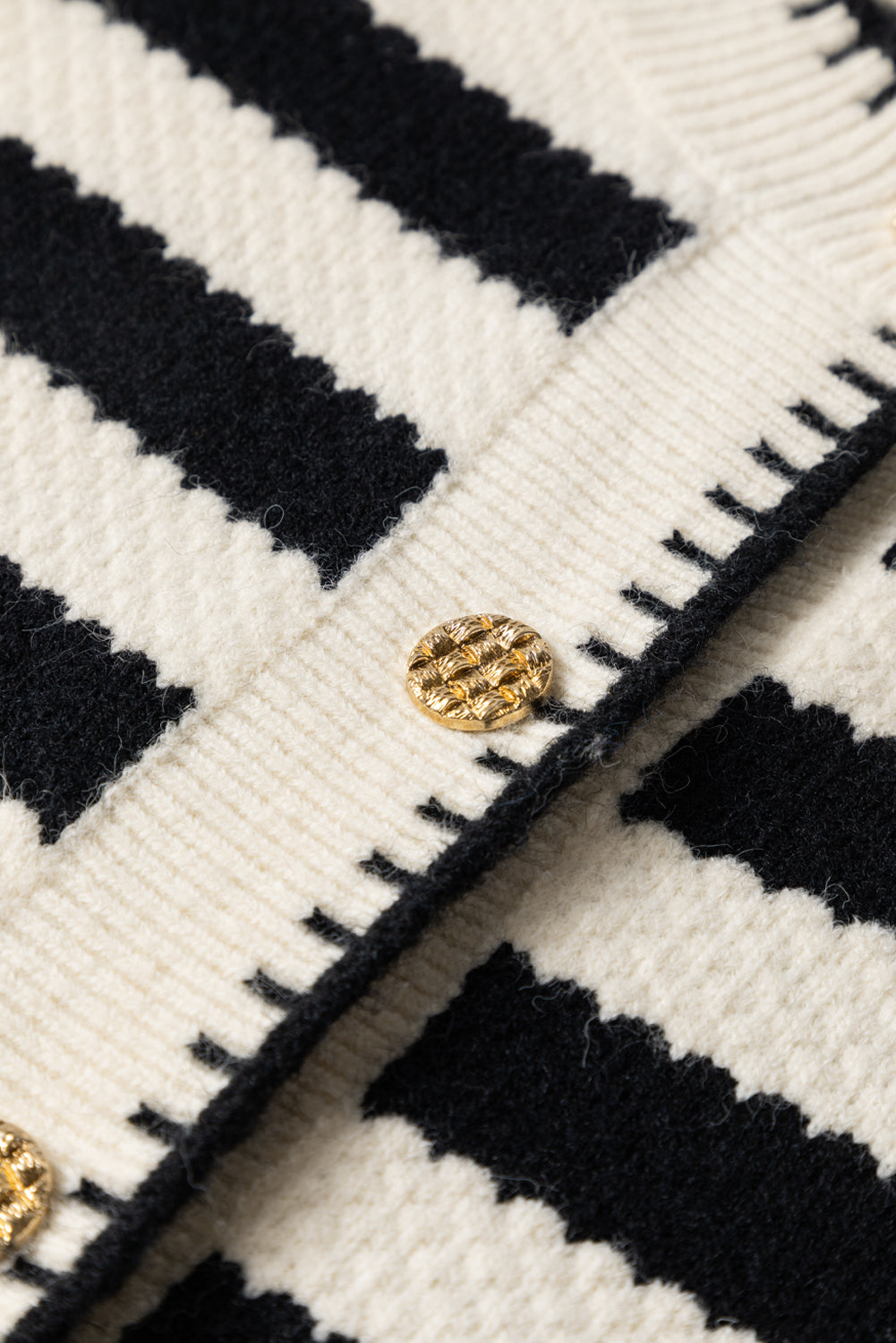 Black Stripe Chic Golden Button Cardigan Sweater-TOPS / DRESSES-[Adult]-[Female]-2022 Online Blue Zone Planet