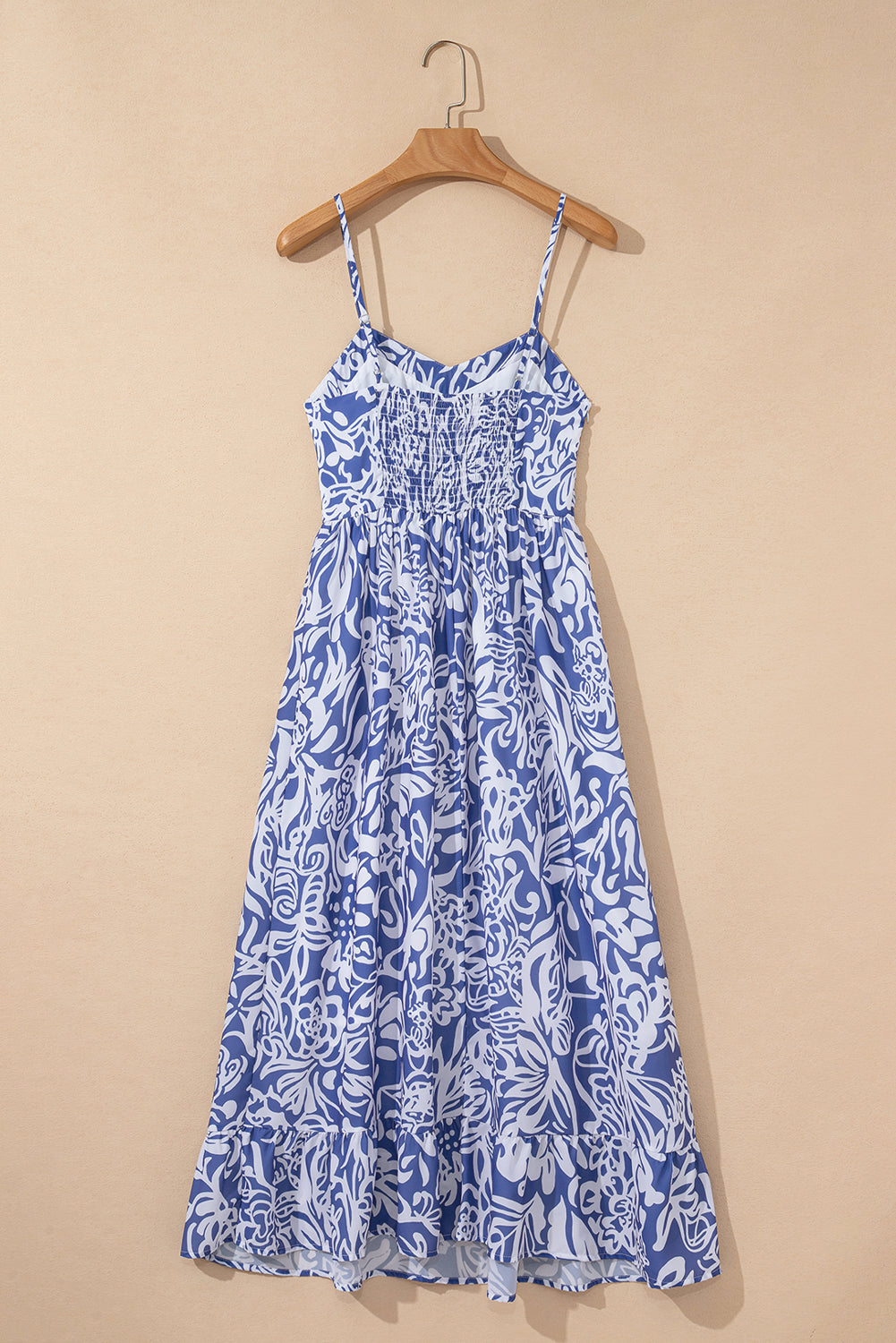 Sky Blue Floral Print Spaghetti Strap High Waist Maxi Dress-Dresses/Floral Dresses-[Adult]-[Female]-2022 Online Blue Zone Planet