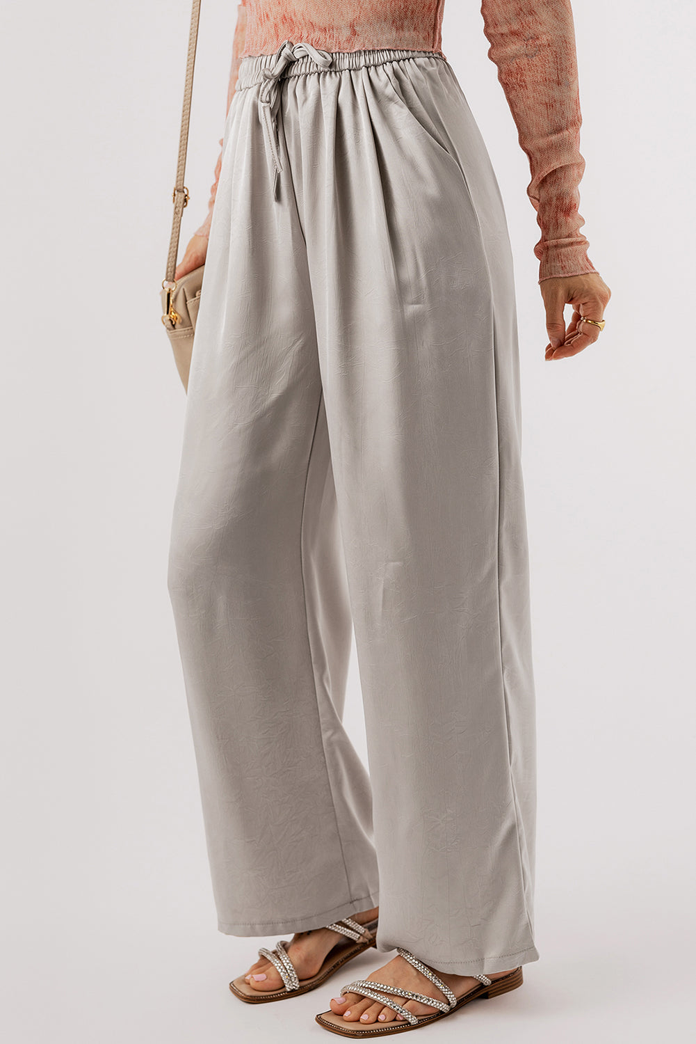 Smocked Wide Leg Pants-BOTTOMS SIZES SMALL MEDIUM LARGE-[Adult]-[Female]-2022 Online Blue Zone Planet