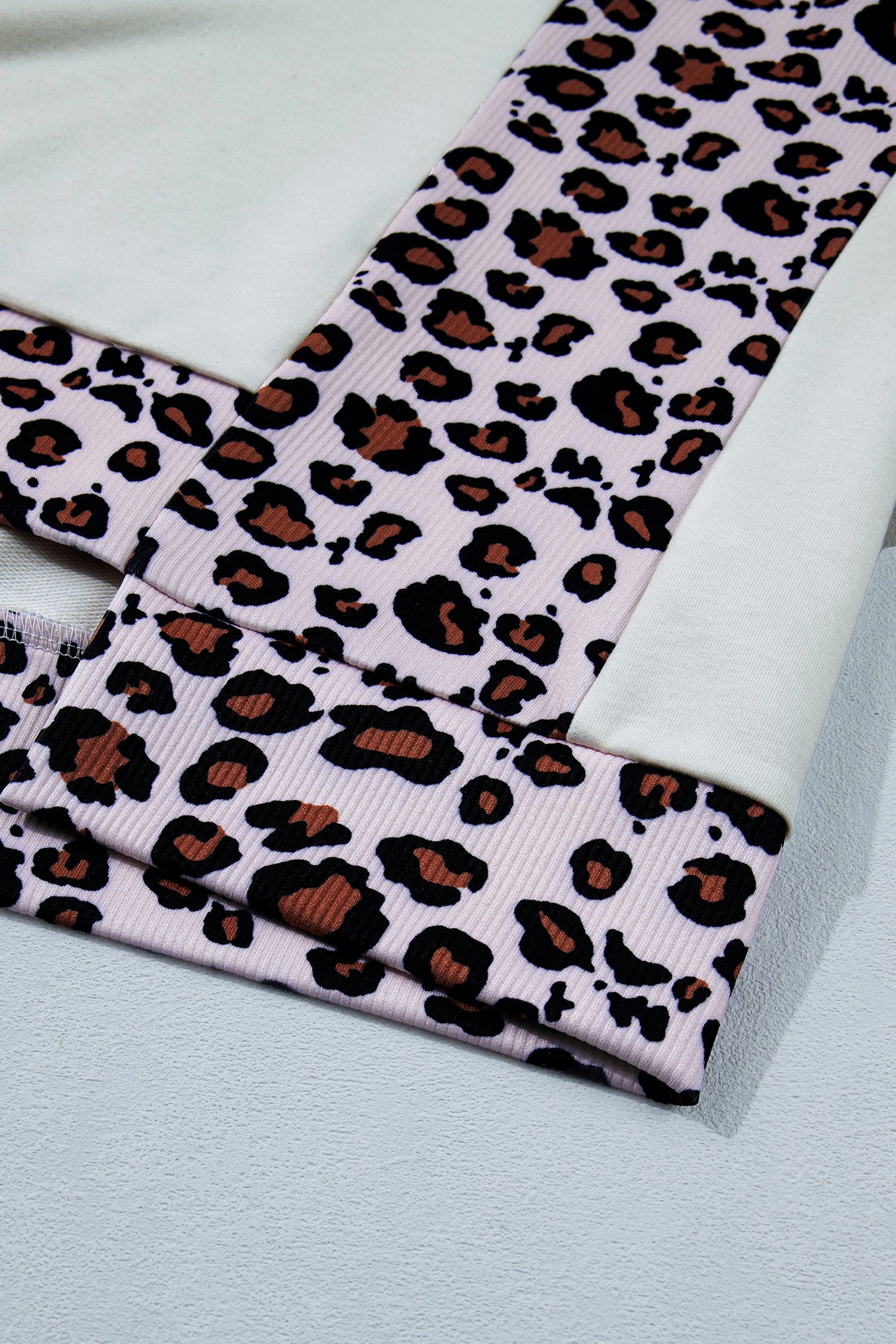 White Ribbed Leopard Patchwork Uneven Hem T Shirt-Tops/Tops & Tees-[Adult]-[Female]-2022 Online Blue Zone Planet