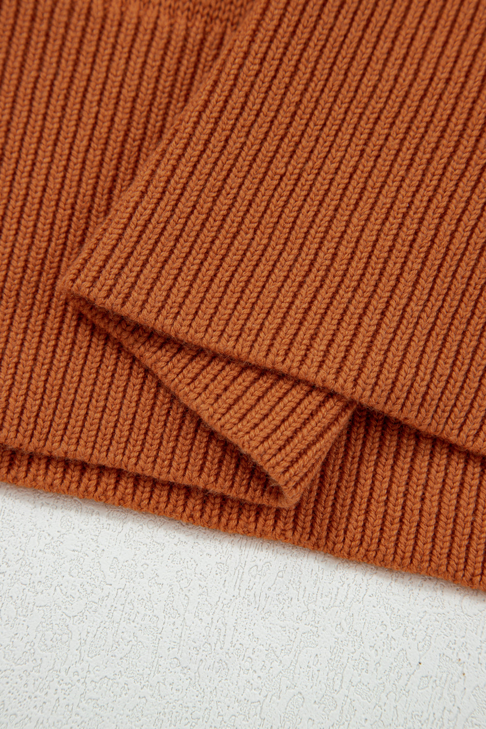 Gold Flame Solid Color Ribbed Trim Drop Shoulder Sweater-TOPS / DRESSES-[Adult]-[Female]-2022 Online Blue Zone Planet