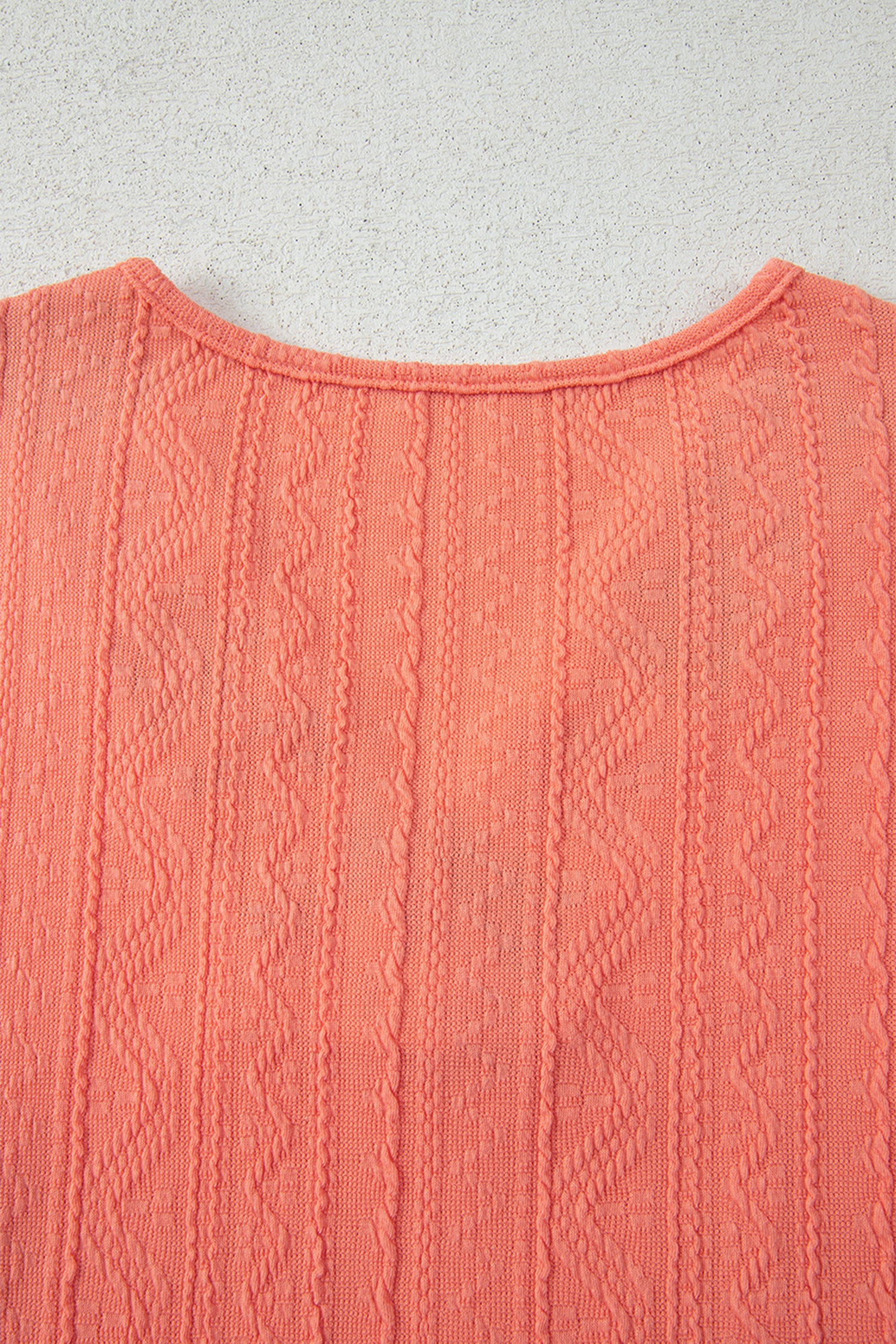 Grapefruit Orange Crochet Floral Accent V Neck Textured Pants Set-Two Piece Sets/Pant Sets-[Adult]-[Female]-2022 Online Blue Zone Planet