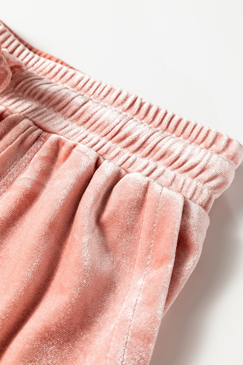 Peach Blossom Velvet Zip-up Hoodie and Wide Leg Pants Set-Tops / Dresses-[Adult]-[Female]-2022 Online Blue Zone Planet