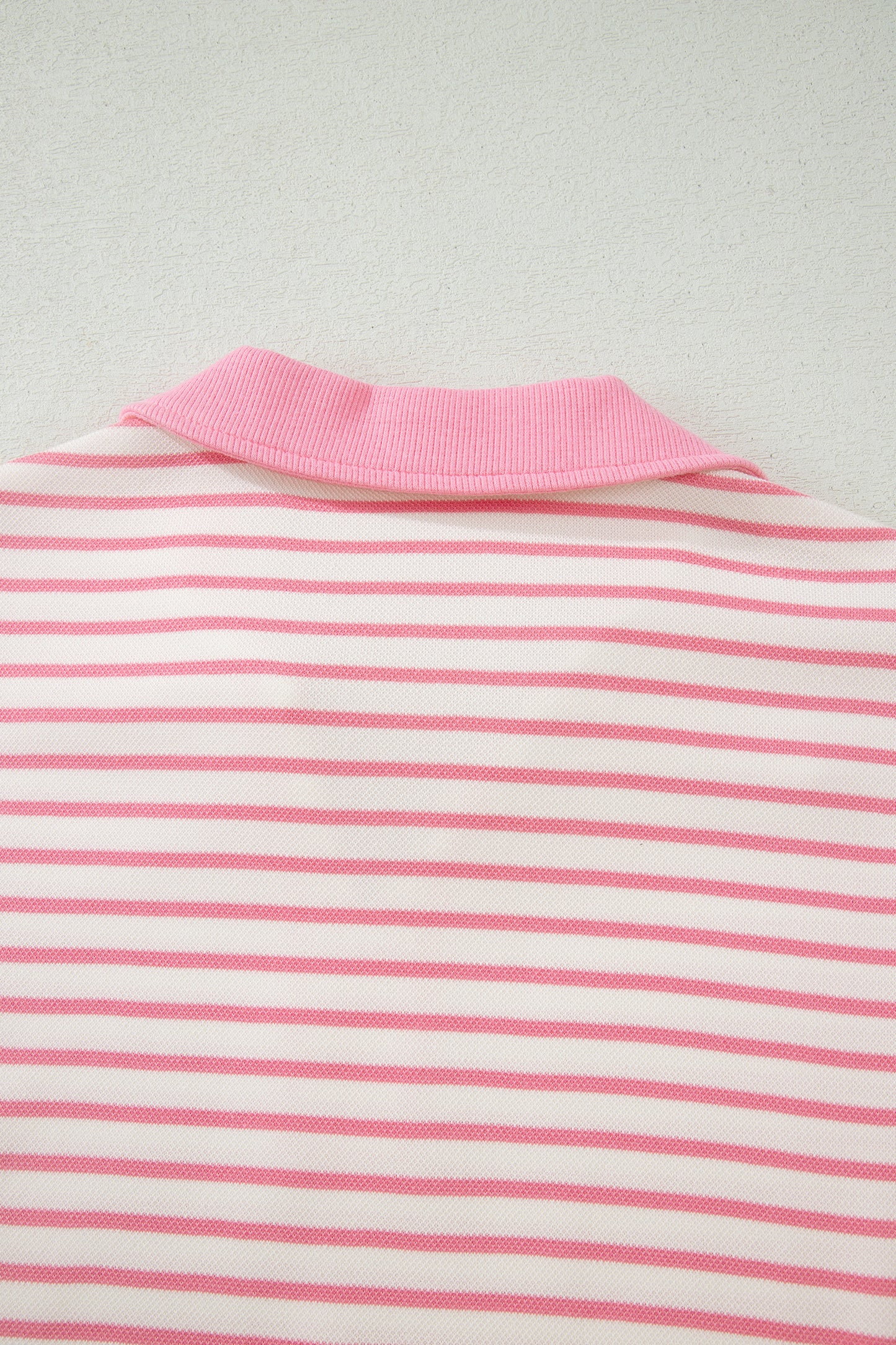 Pink Stripe Color Block Patchwork Polo Tee Drawstring Elastic Waist 2pcs Skort Set-Two Piece Sets/Two Piece Dresses-[Adult]-[Female]-2022 Online Blue Zone Planet